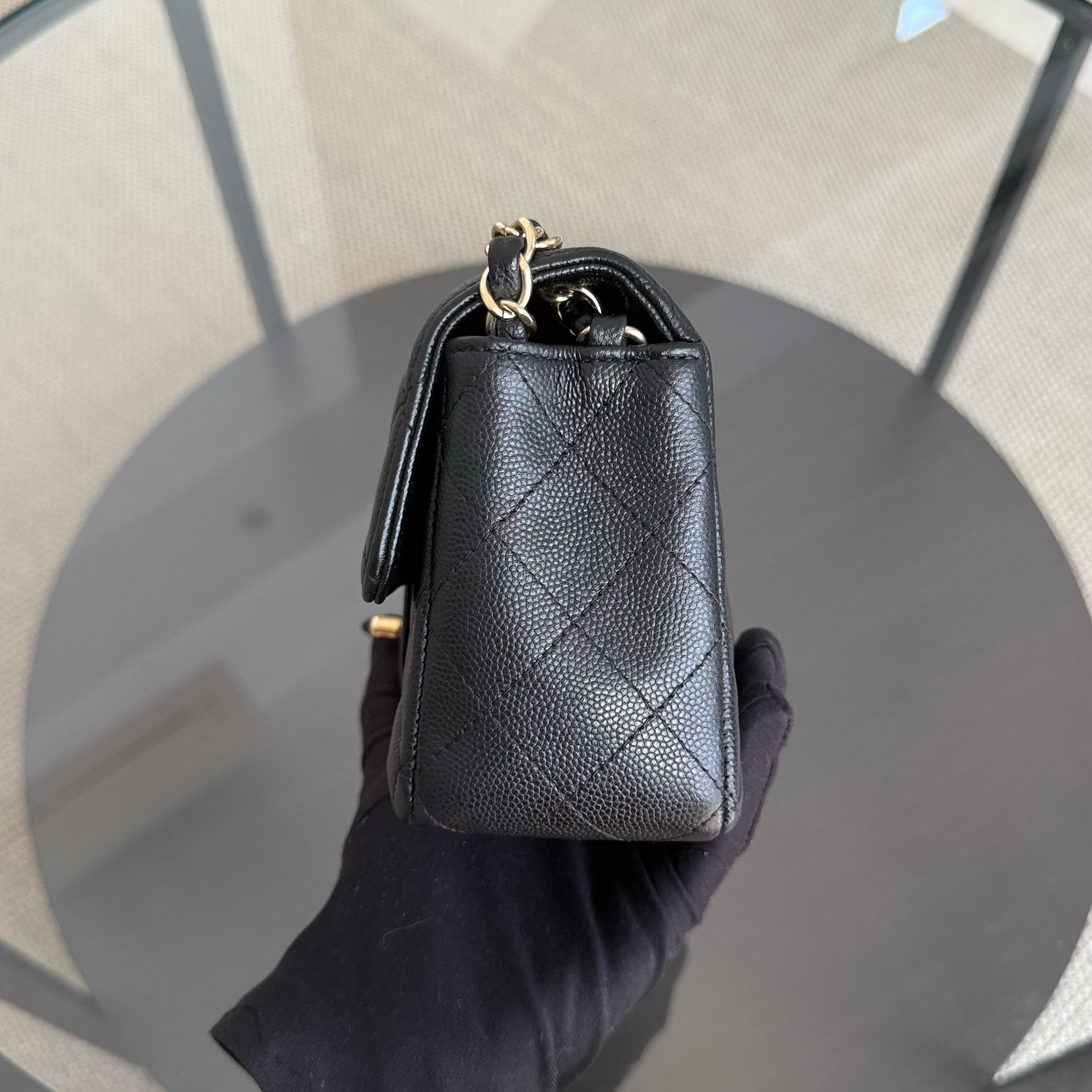 Chanel Classic Flap Mini - Caviar 20CM Quilted Black Gold Hardware Series 23