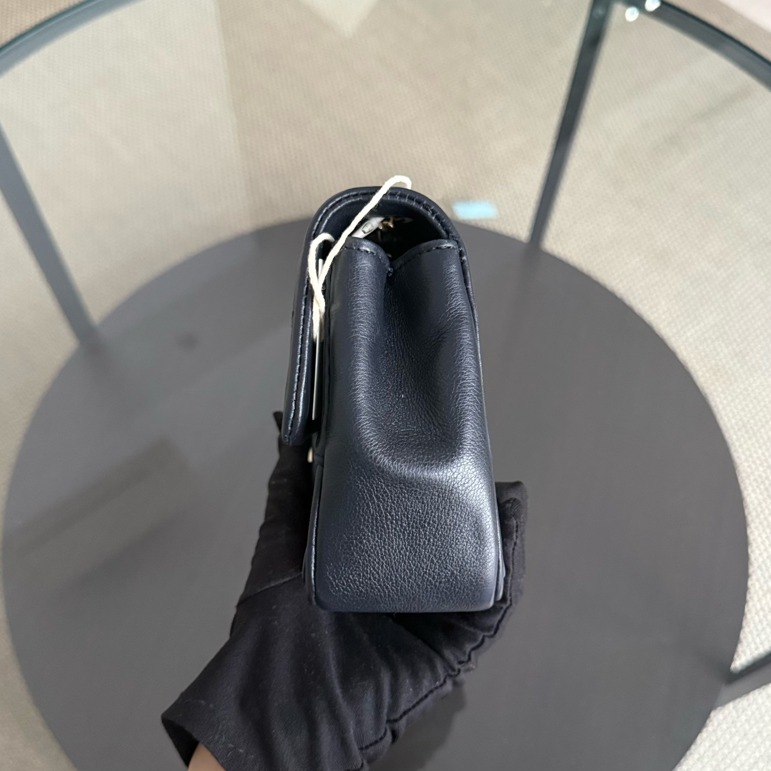 Chanel Seasonal Flap Small - 23CM Quilted Lambskin Bi-Color Blue Black Gold Hardware