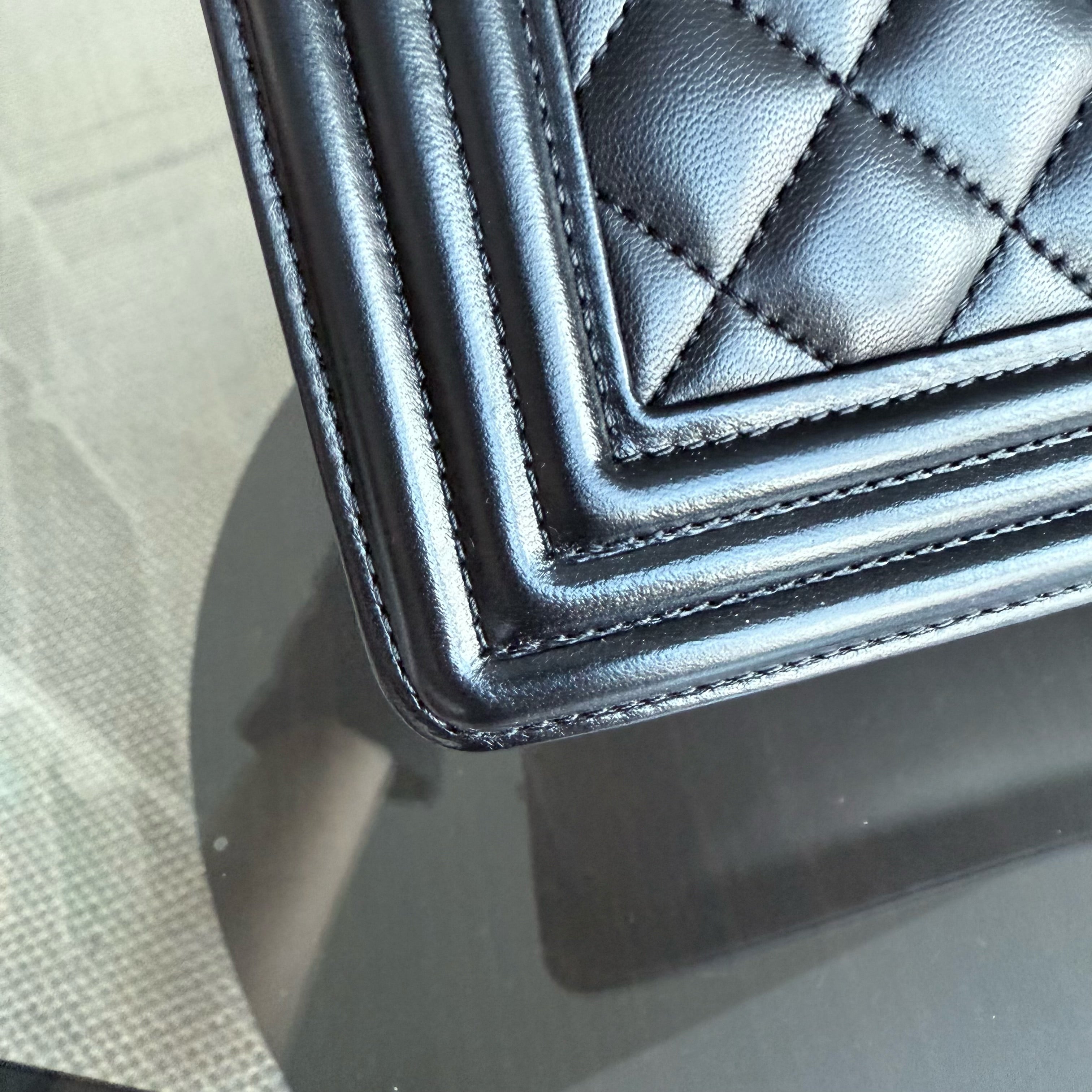 Chanel Boy Large - 30CM Quilted Lambskin Large Black Gold Hardware Series 21