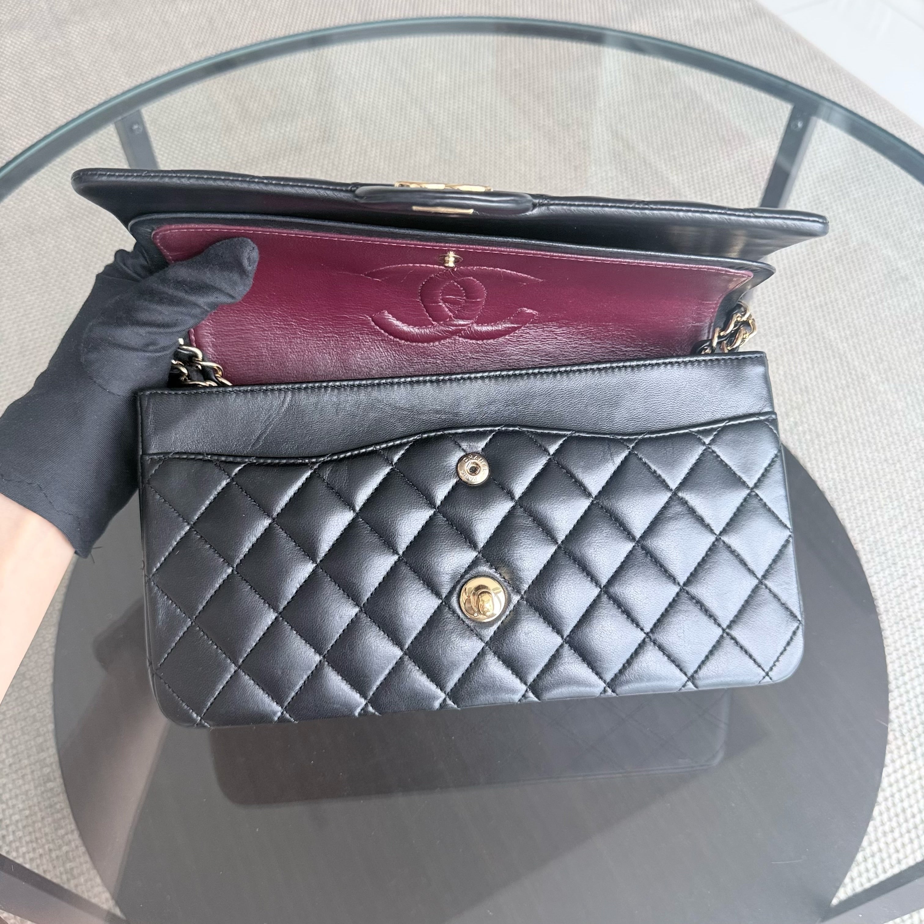 Chanel Classic Flap Medium - 25CM Quilted Lambskin Black Gold Hardware Series 13