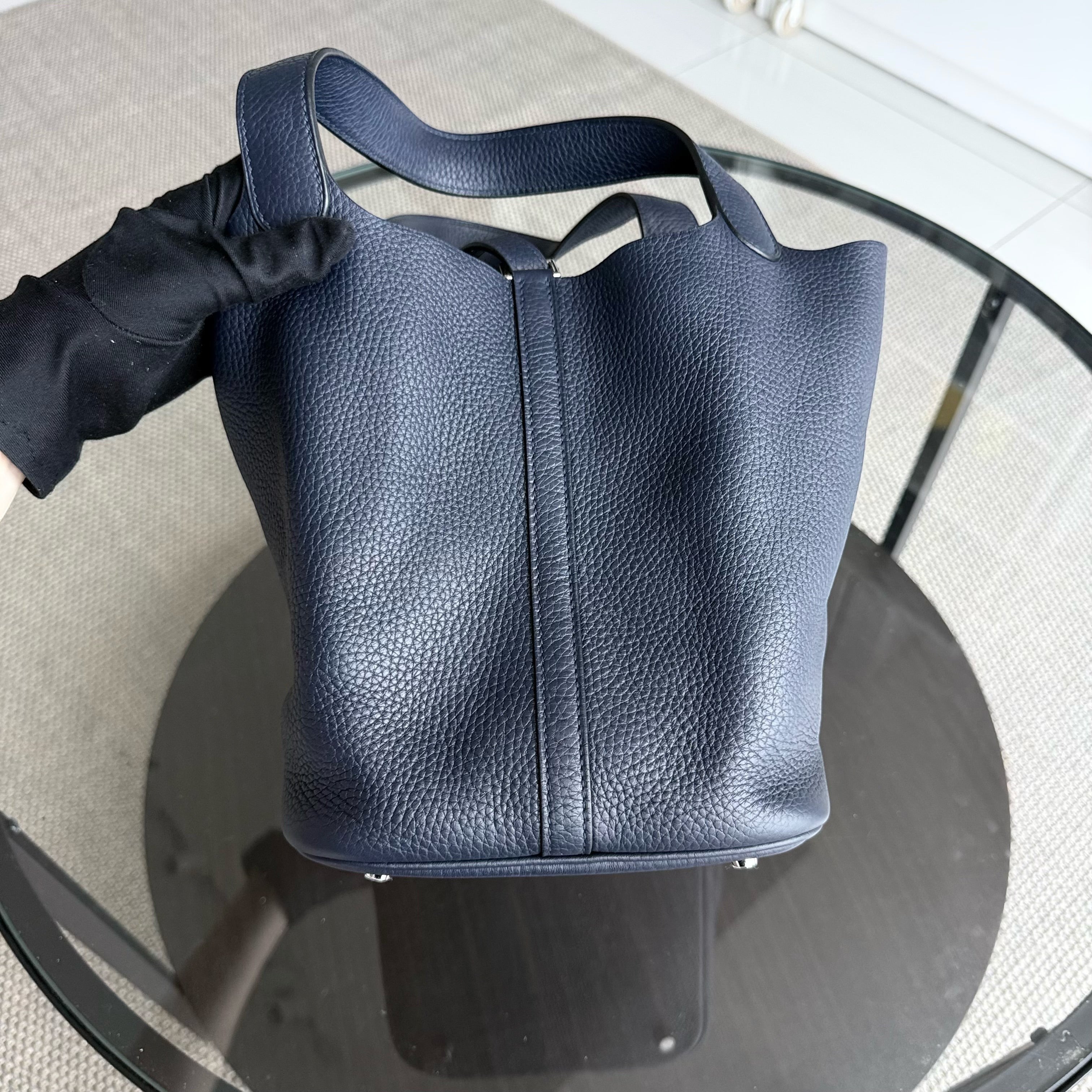 Hermes Picotin 22 - Midnight Blue Clemence Leather Silver Hardware Stamp X
