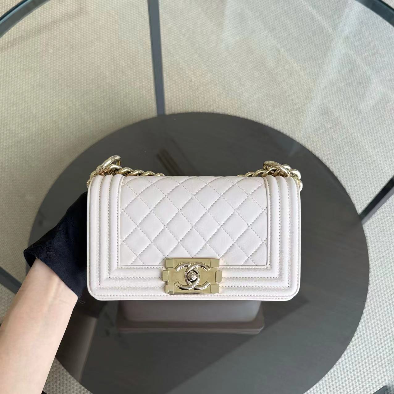 Chanel Boy Small -  Light Pink Quilted Lambskin Gold Hardware Series 22