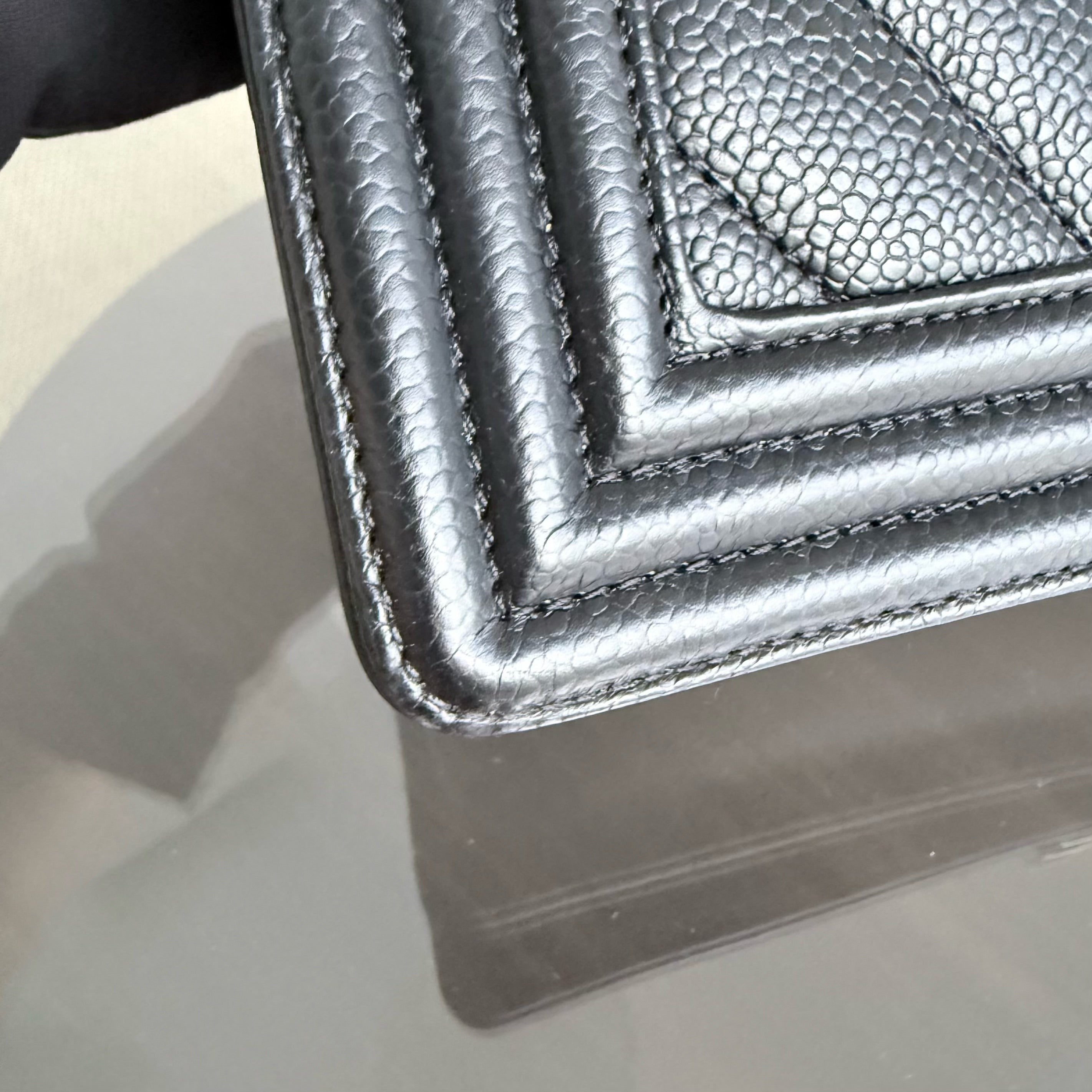 Chanel Boy New Medium - 28CM Caviar Quilted BlackRuthenium Silver Hardware Series 28