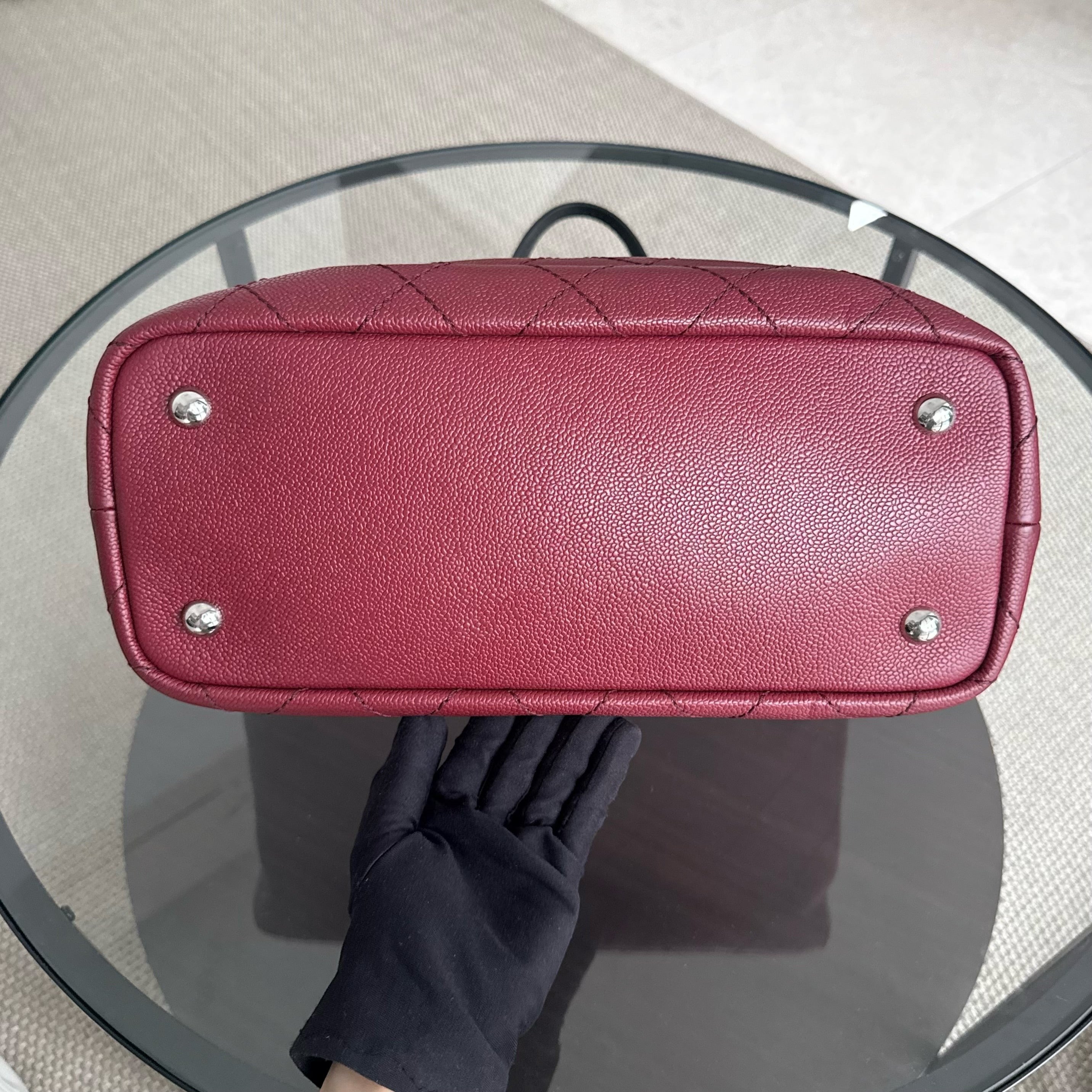 Chanel Shopping Tote - Caviar Quilted Burgundy Silver Hardware Series 19
