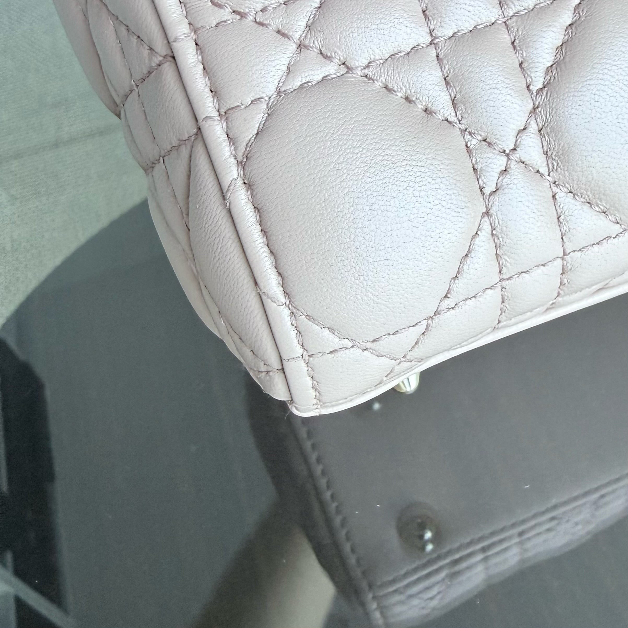 Dior Lady Small Flap - Cannage Lambskin Blush Beige Gold Hardware