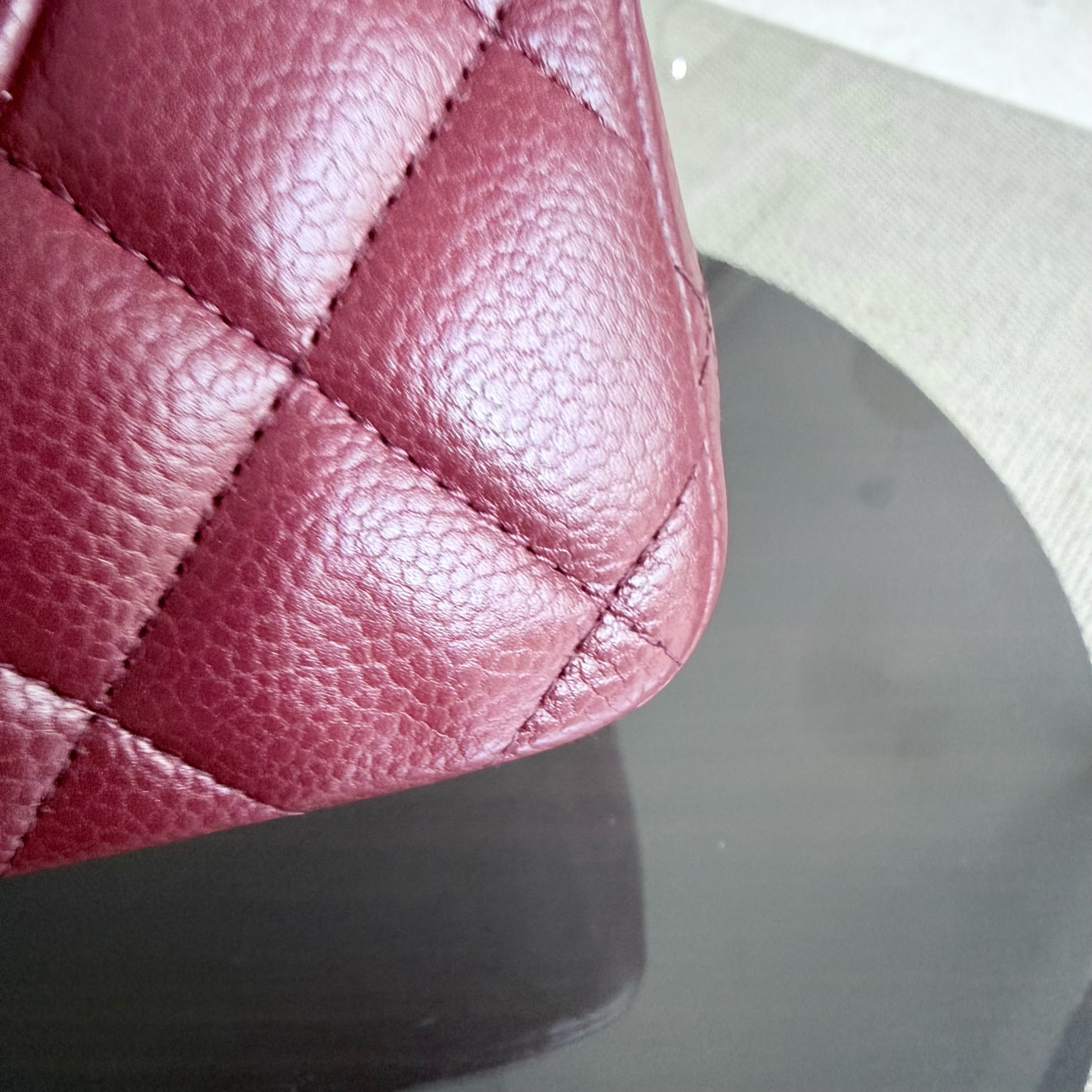 Chanel Classic Flap Jumbo - Caviar 30CM Double Flap Quilted Burgundy Gold Hardware series 21