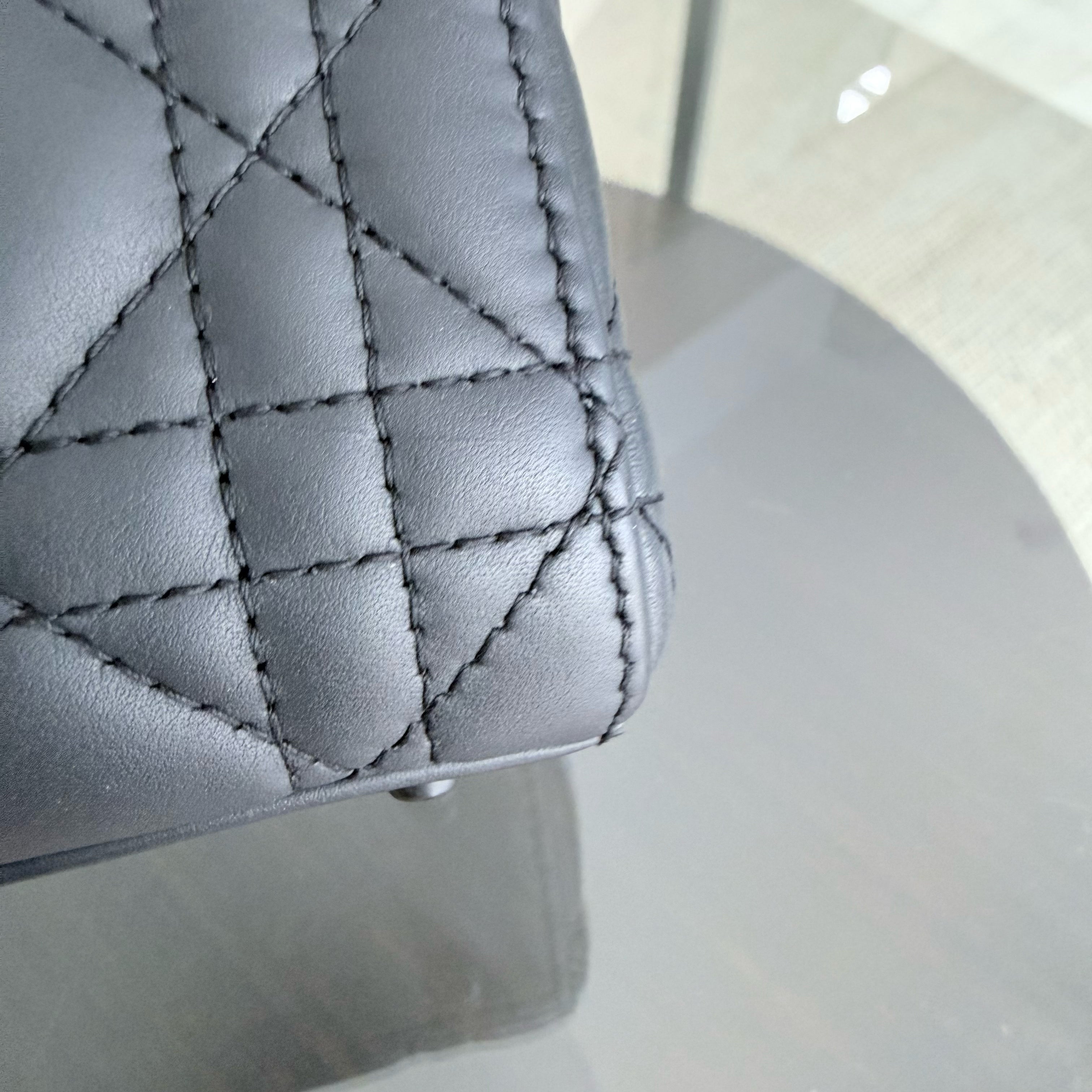 Dior Lady Mini - Cannage Calfskin So Black Black Hardware Chain Strap