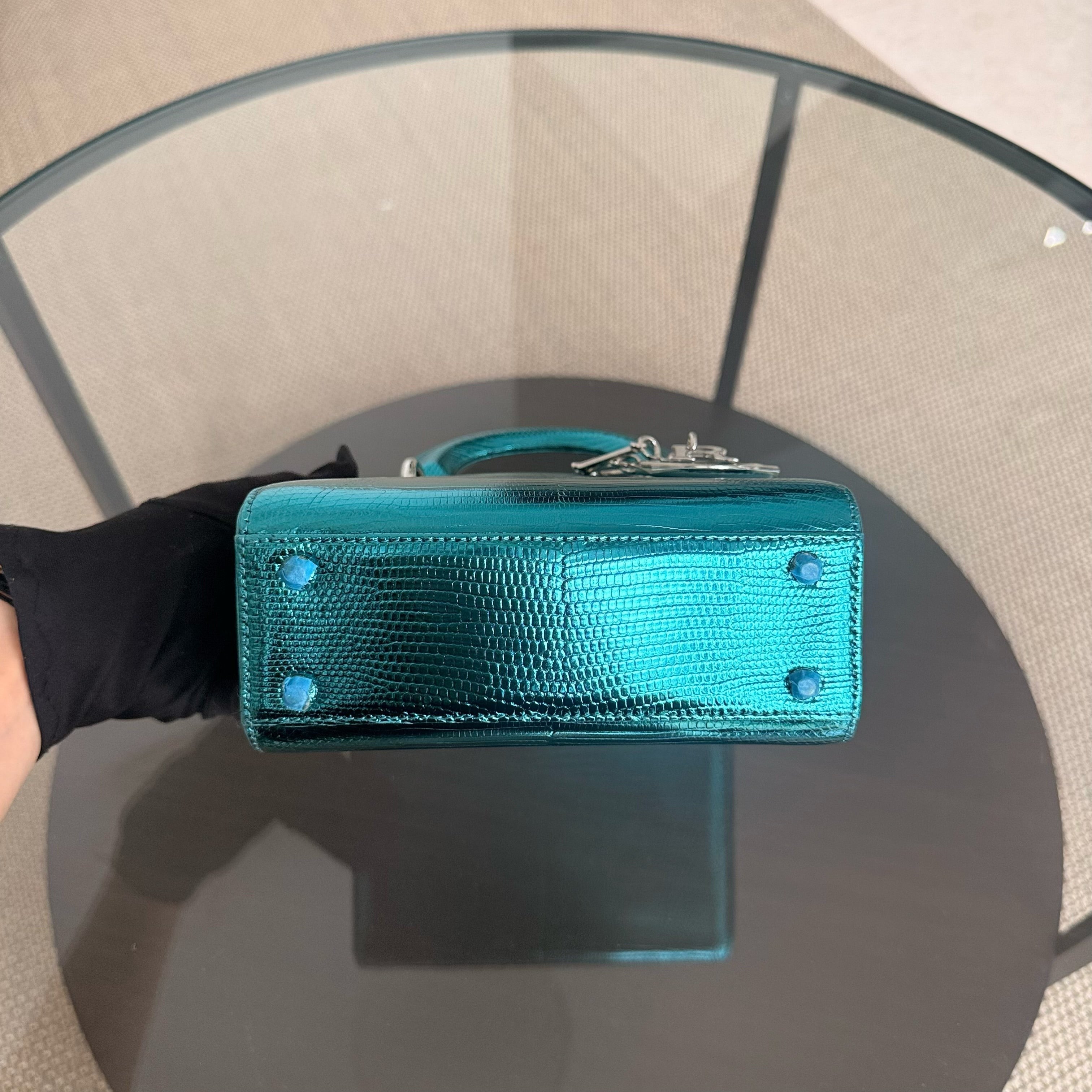 Dior Lady Mini - Exotic Lizard Green Silver Hardware