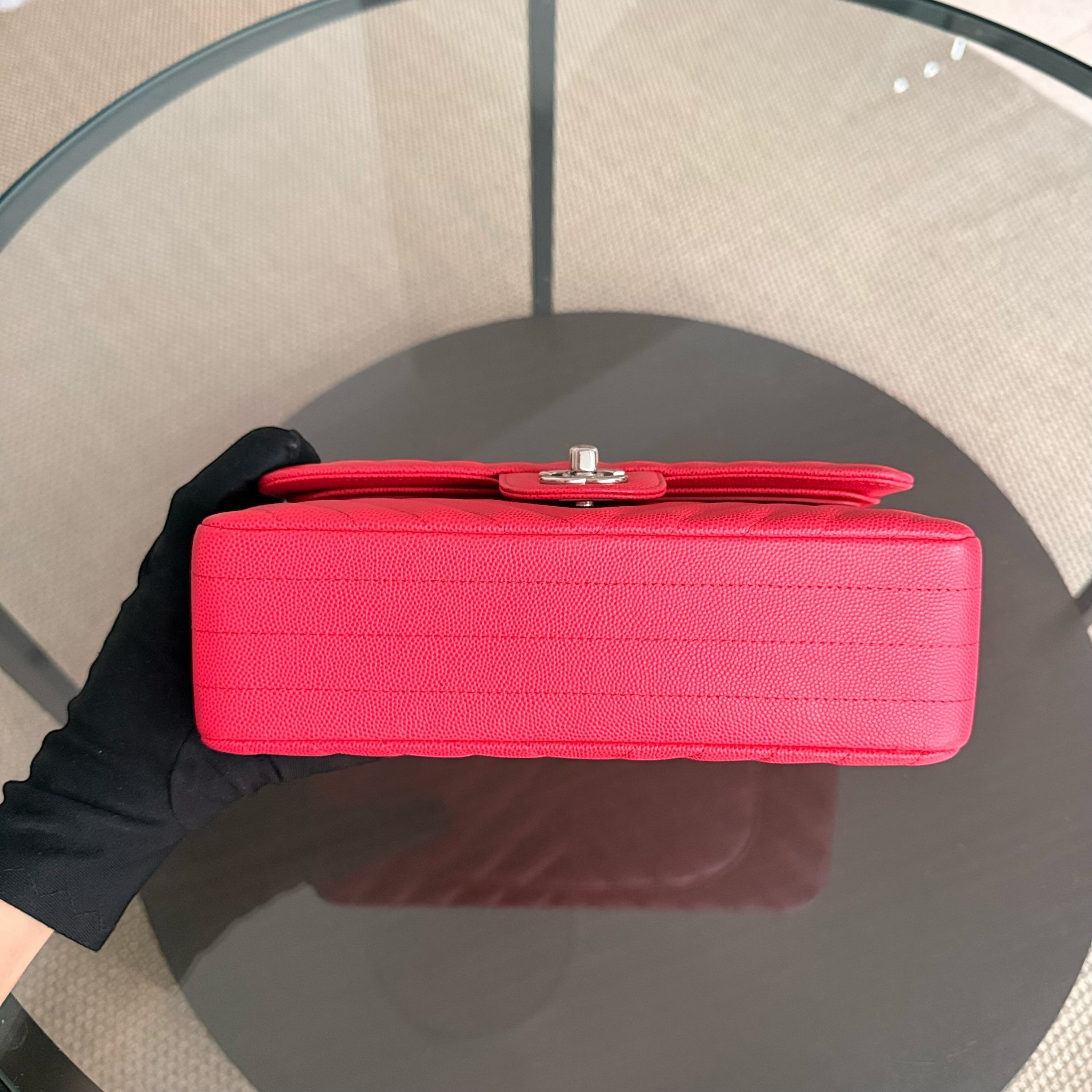 Chanel Classic Flap Small - Caviar 23CM Chevron Red Silver Hardware Series 25