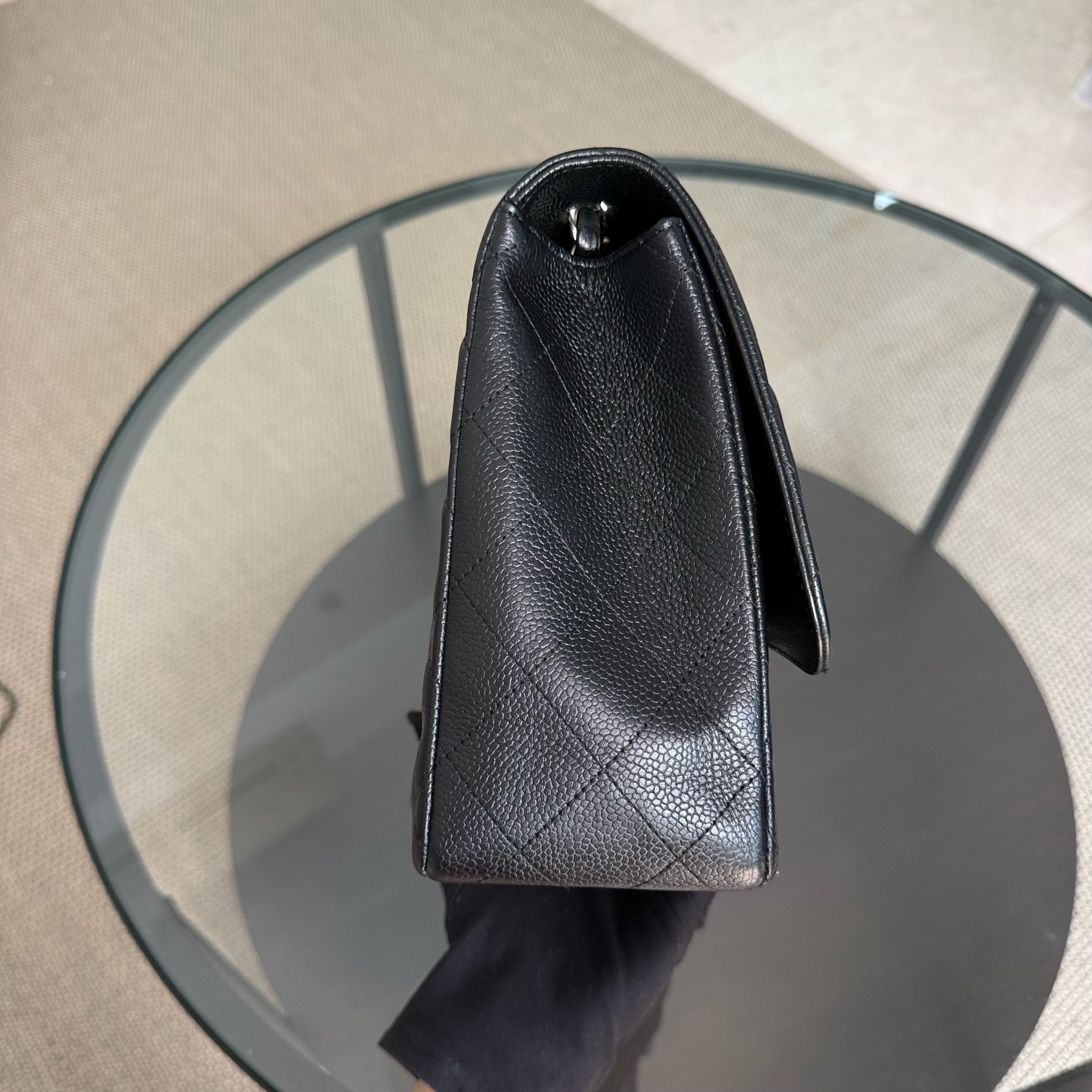 Chanel Classic Flap Jumbo - Caviar 30CM Single Flap Quilted Black Silver Hardware