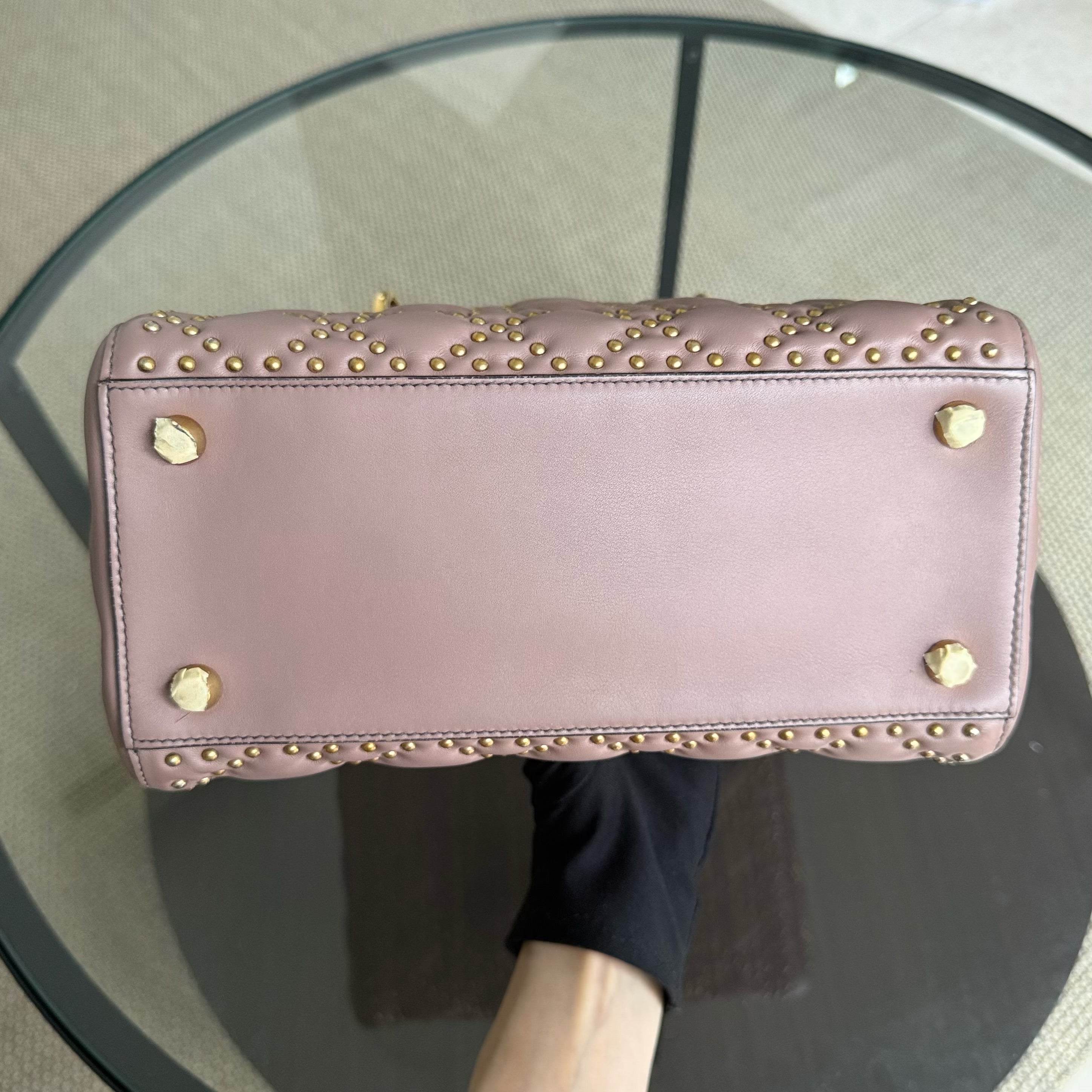 Dior Lady Medium Flap - Studded Cannage Blush Gold Hardware