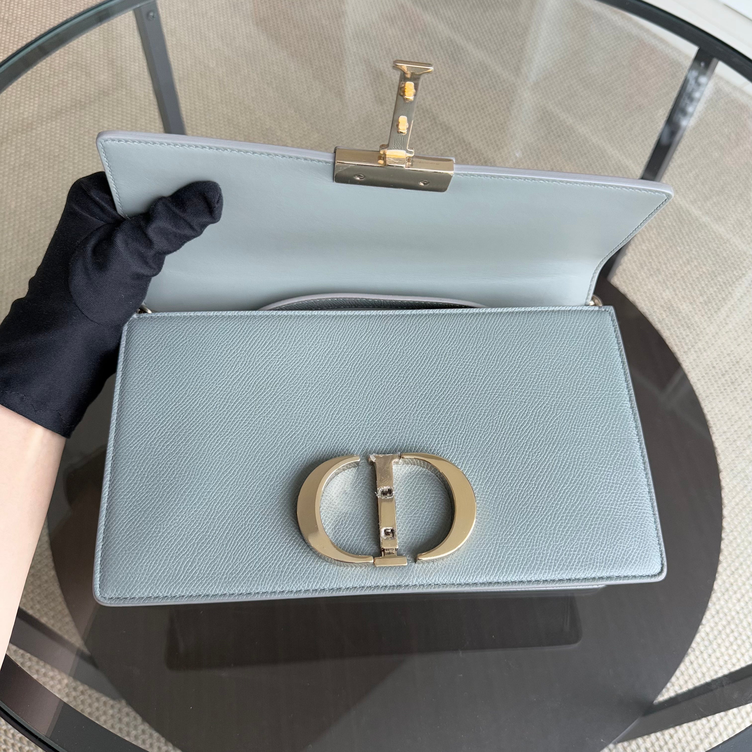 Dior 30 Montaigne - Grained Calfskin Grey Gray Gold Hardware