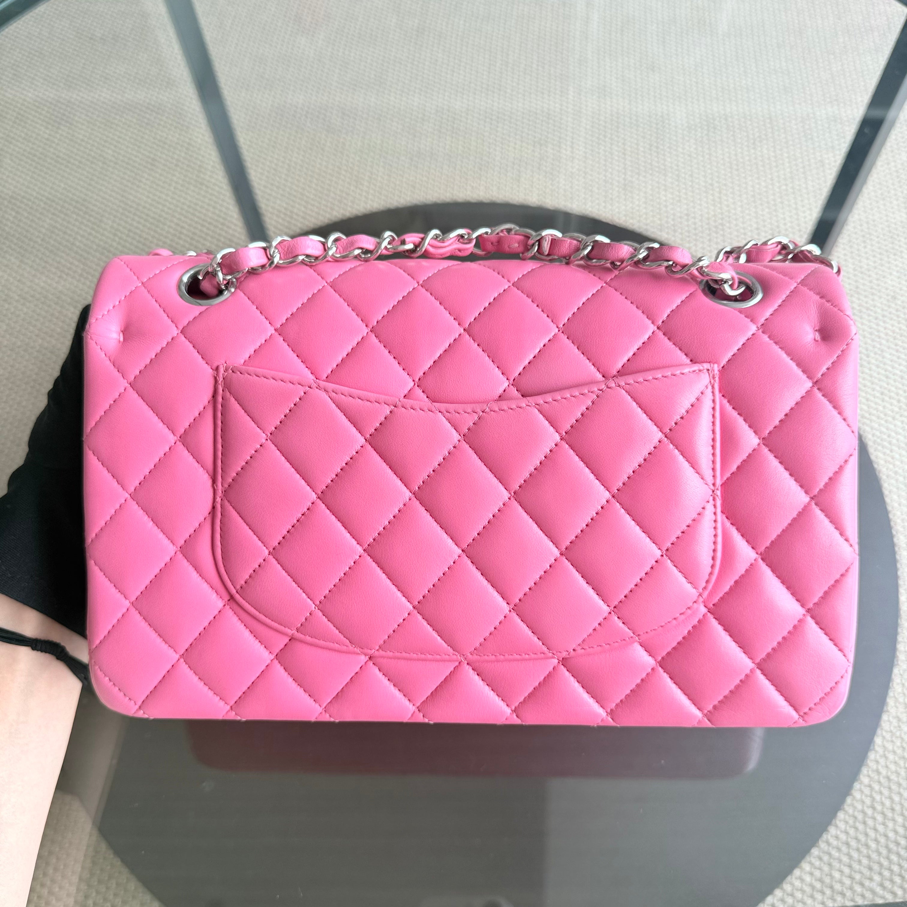 Chanel Classic Flap Medium - 25CM Quilted Lambskin Pink Silver Hardware Series 27