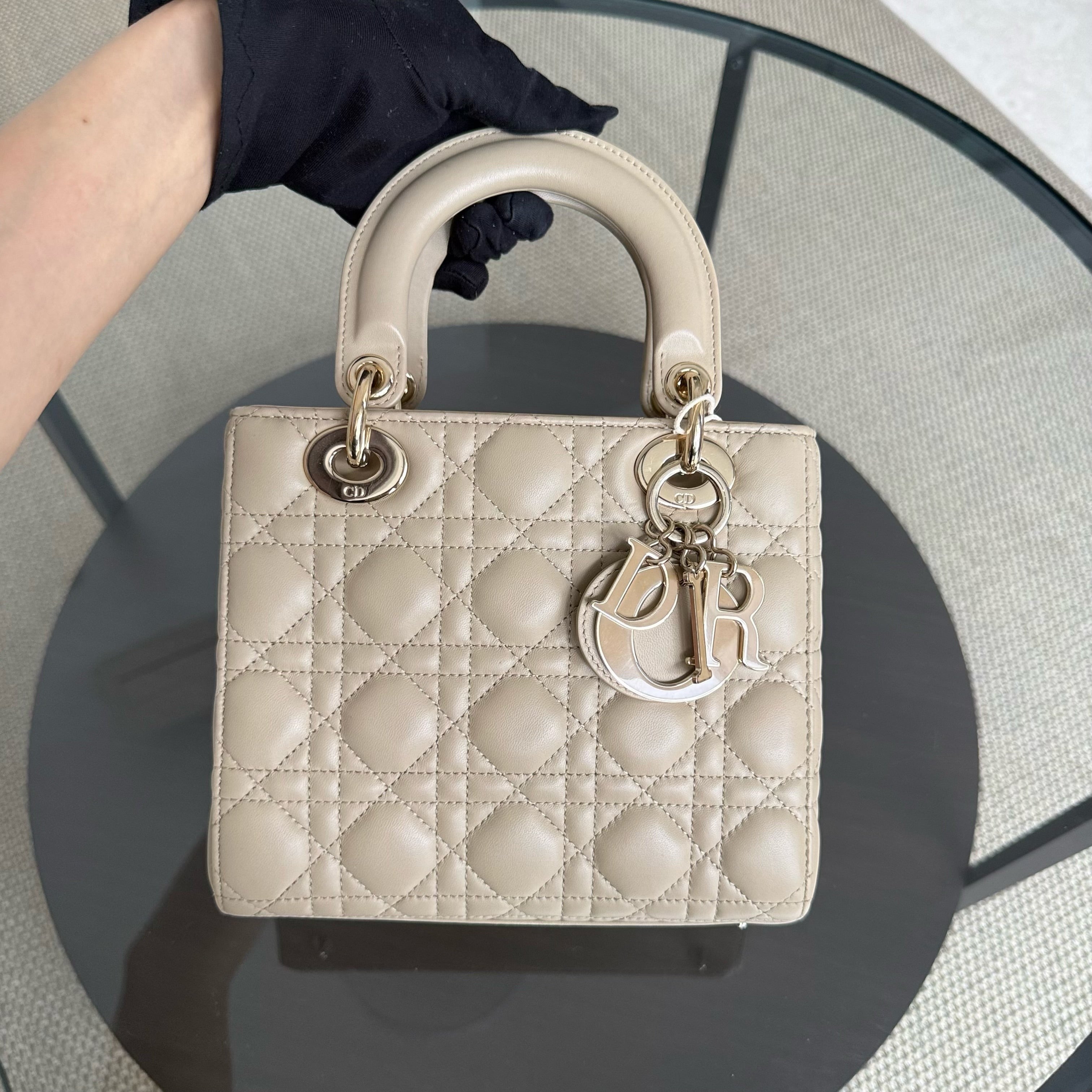 Dior Lady Small ABC Flap - Cannage Lambskin Beige Gold Hardware MyABC