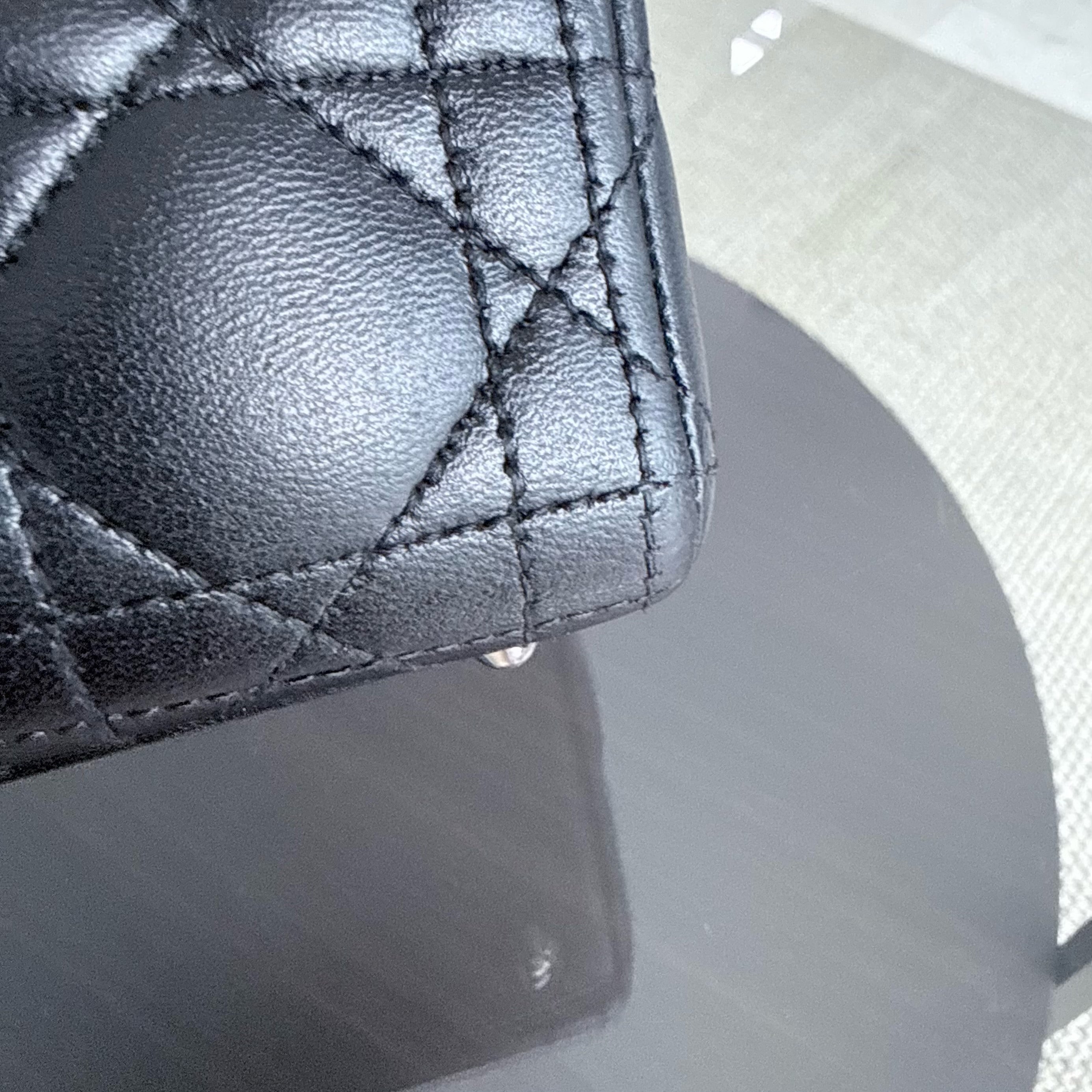 DIor Lady Large - Cannage Lambskin Black Silver Hardware NO STRAP