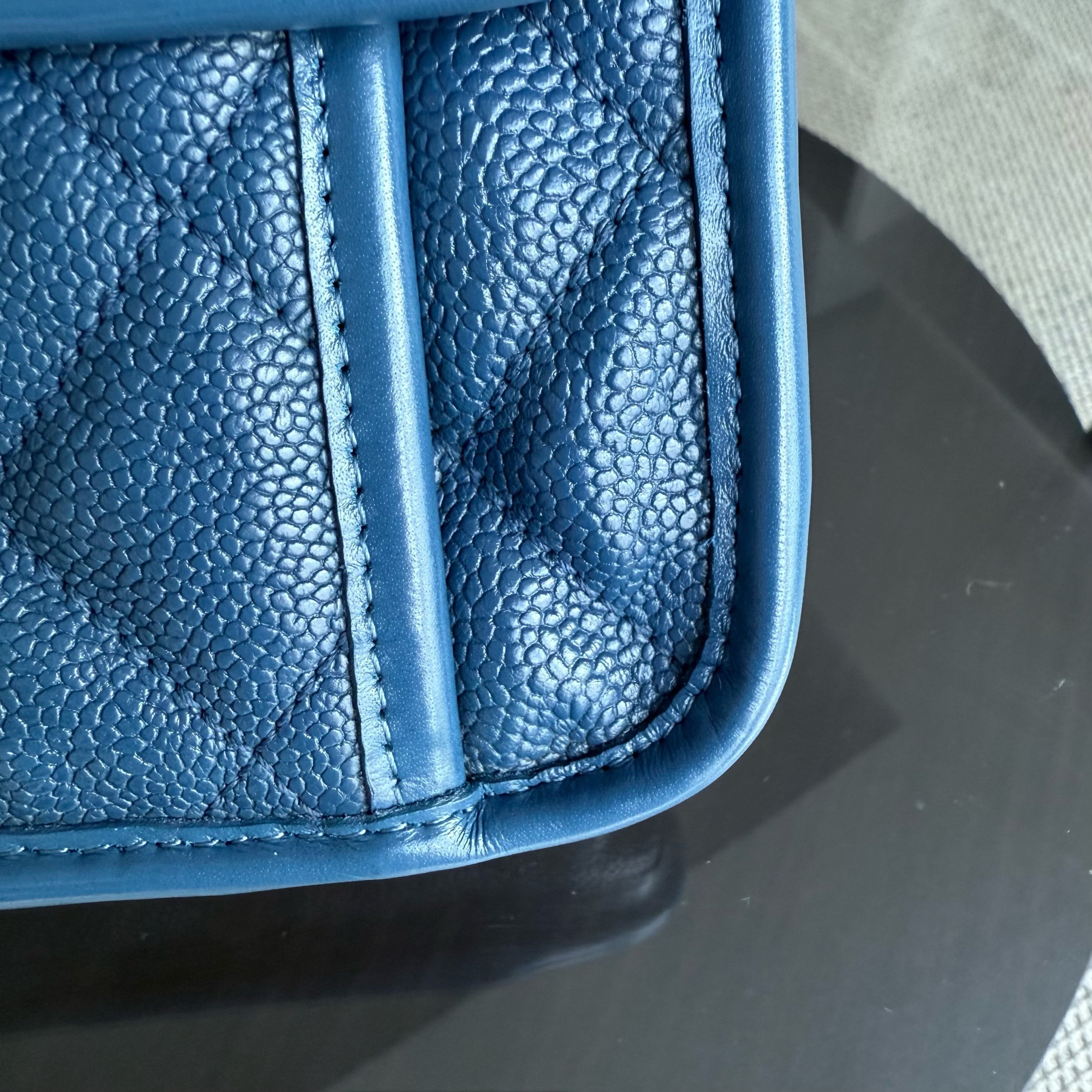 Chanel French Riviera Medium - Caviar Quilted Blue Silver Hardware Series 15