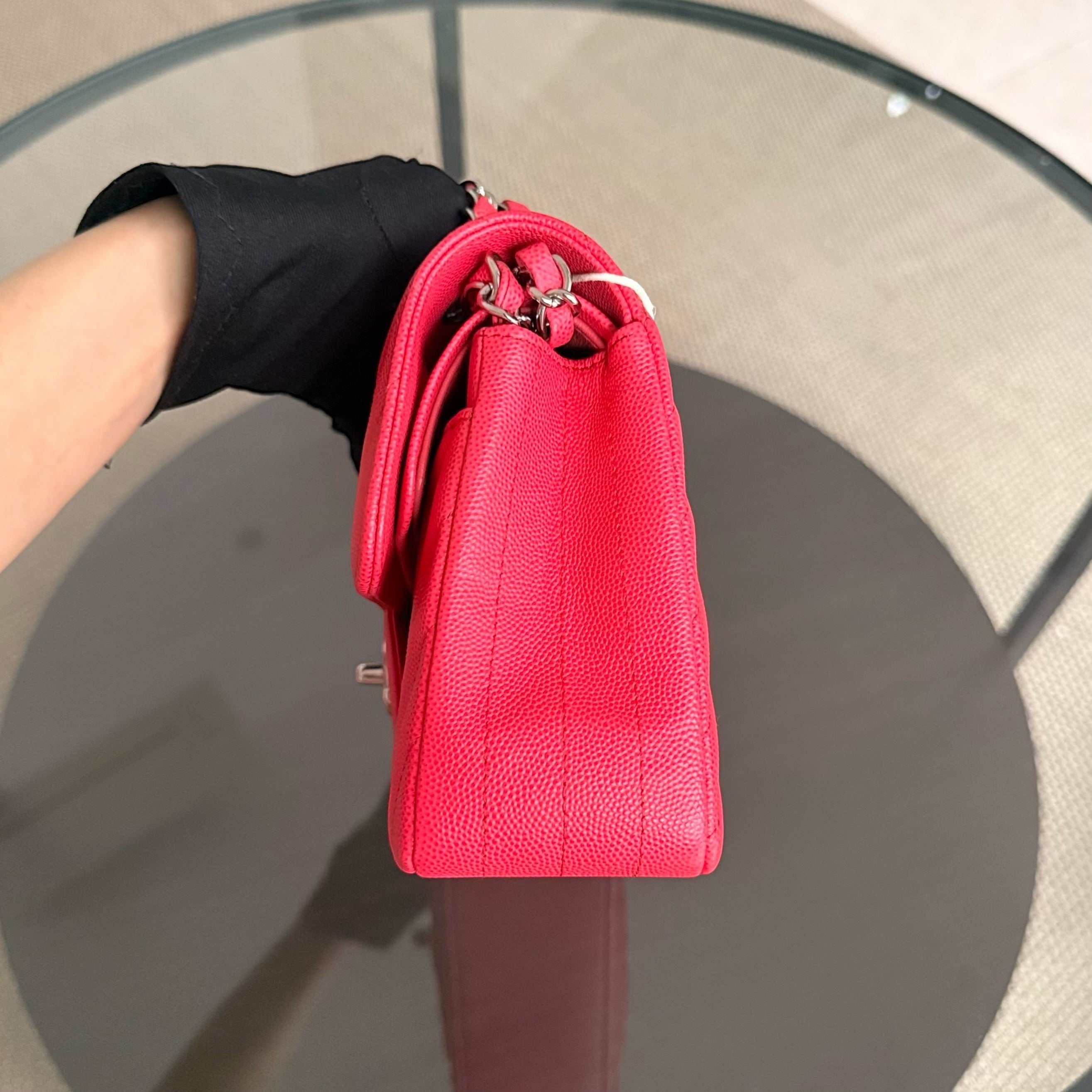 Chanel Classic Flap Small - Caviar 23CM Chevron Red Silver Hardware Series 25