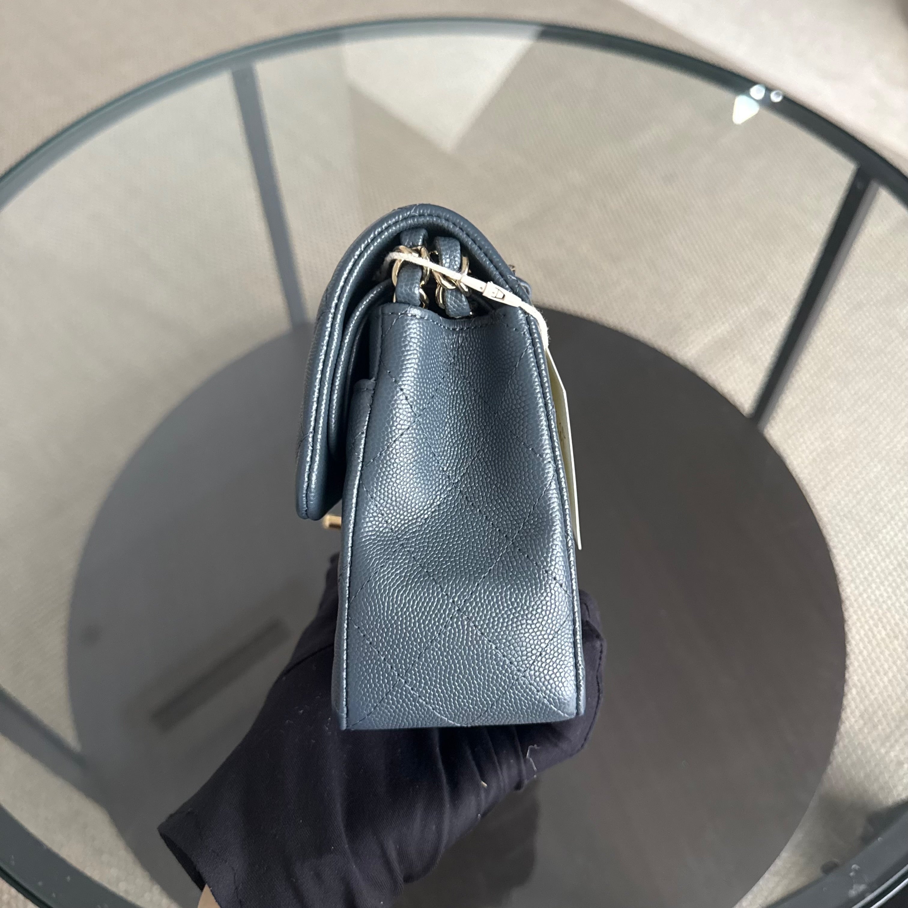 Chanel Classic Flap Small - Caviar 23CM Quilted Dark Gray Grey Gold Hardware Series 26