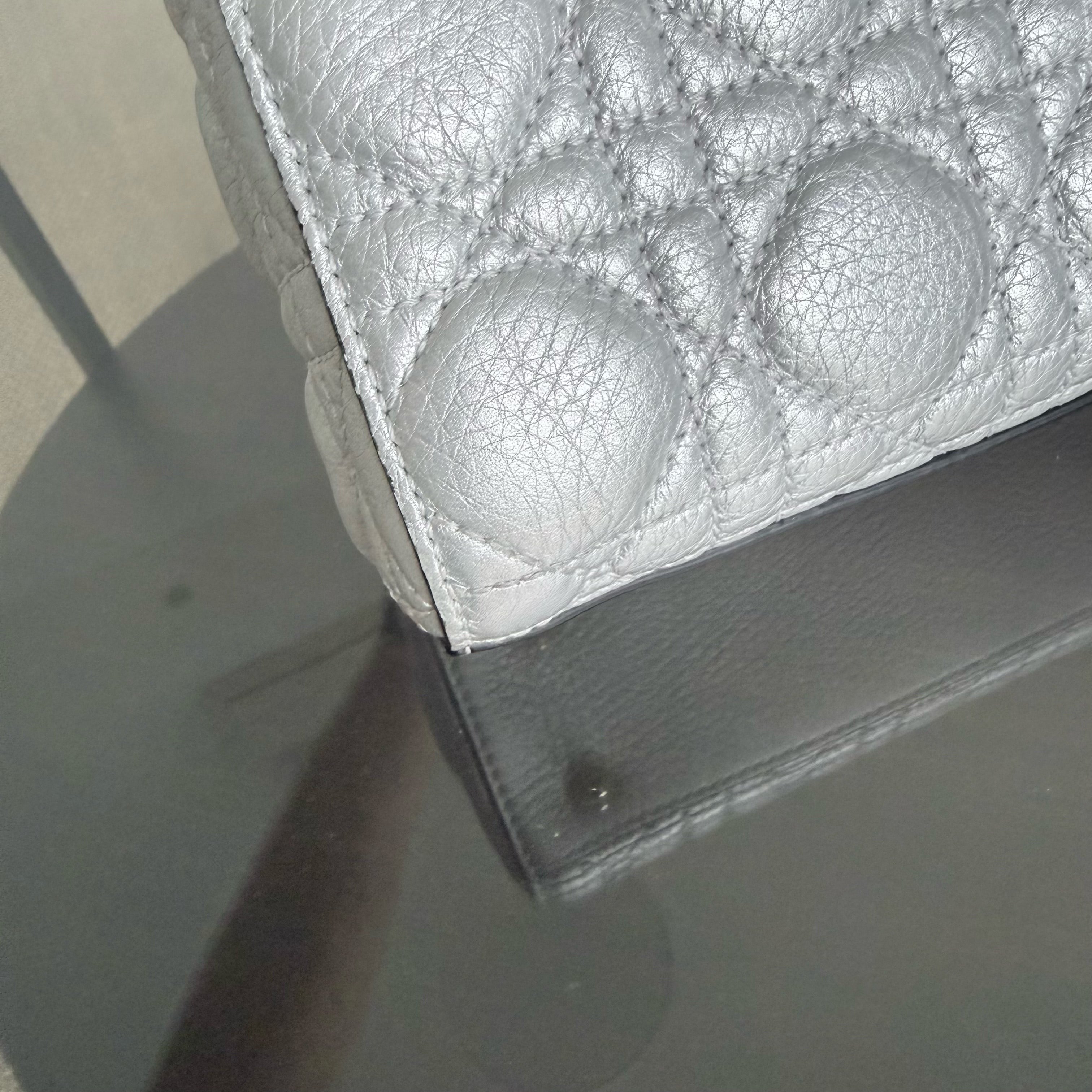 Dior Lady Small - Cannage Gray Calfskin Gold Hardware