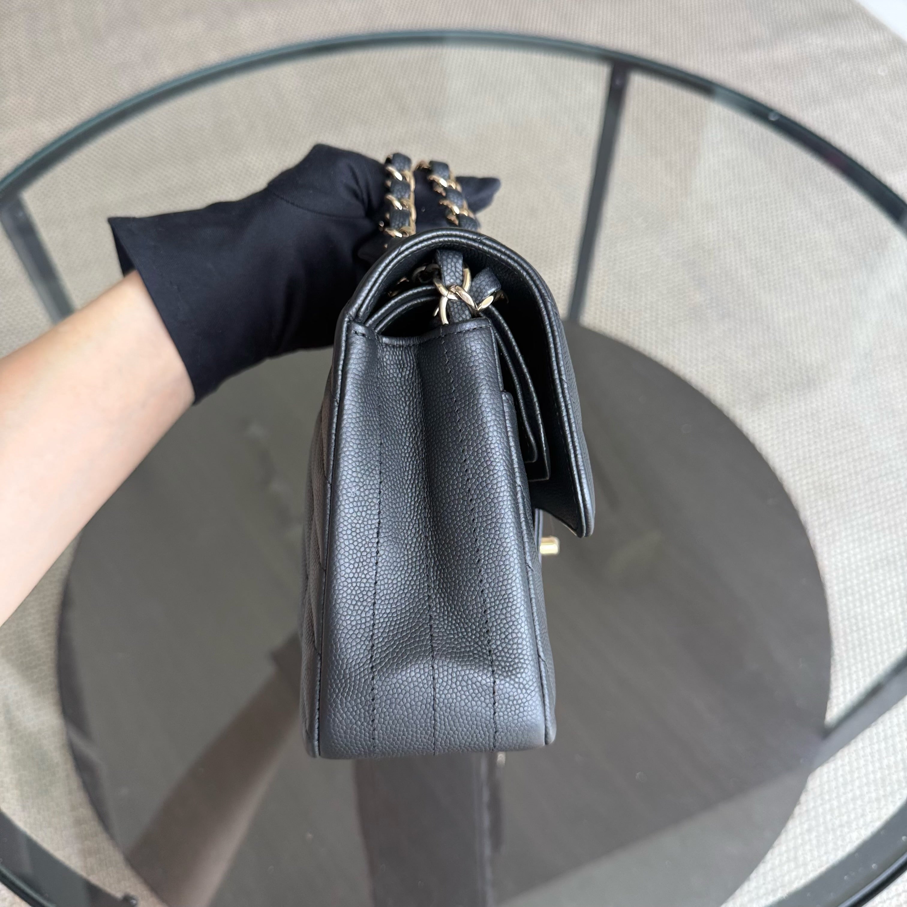 Chanel Classic Flap Small - Caviar 23CM Chevron Black Gold Hardware Series 27