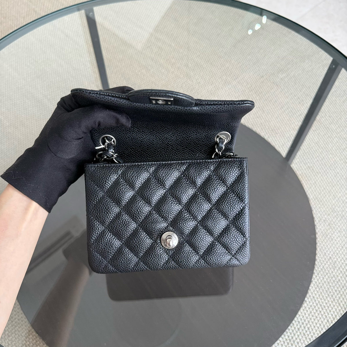 Chanel Classic Flap Mini Square - Caviar Quilted Black Silver Hardware Series 24