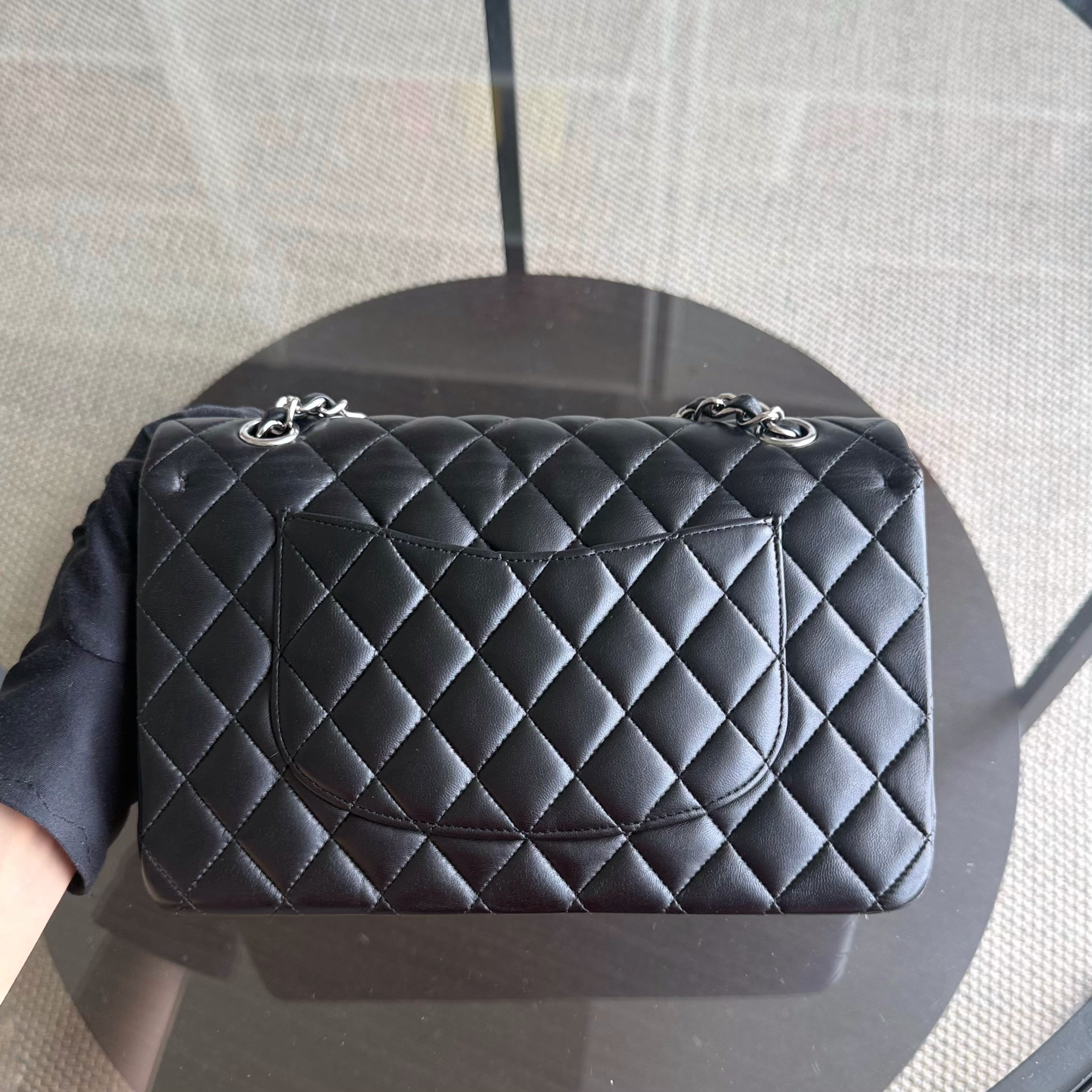 Chanel Classic Flap Medium - 25CM Quilted Lambskin Black Silver Hardware Series 15