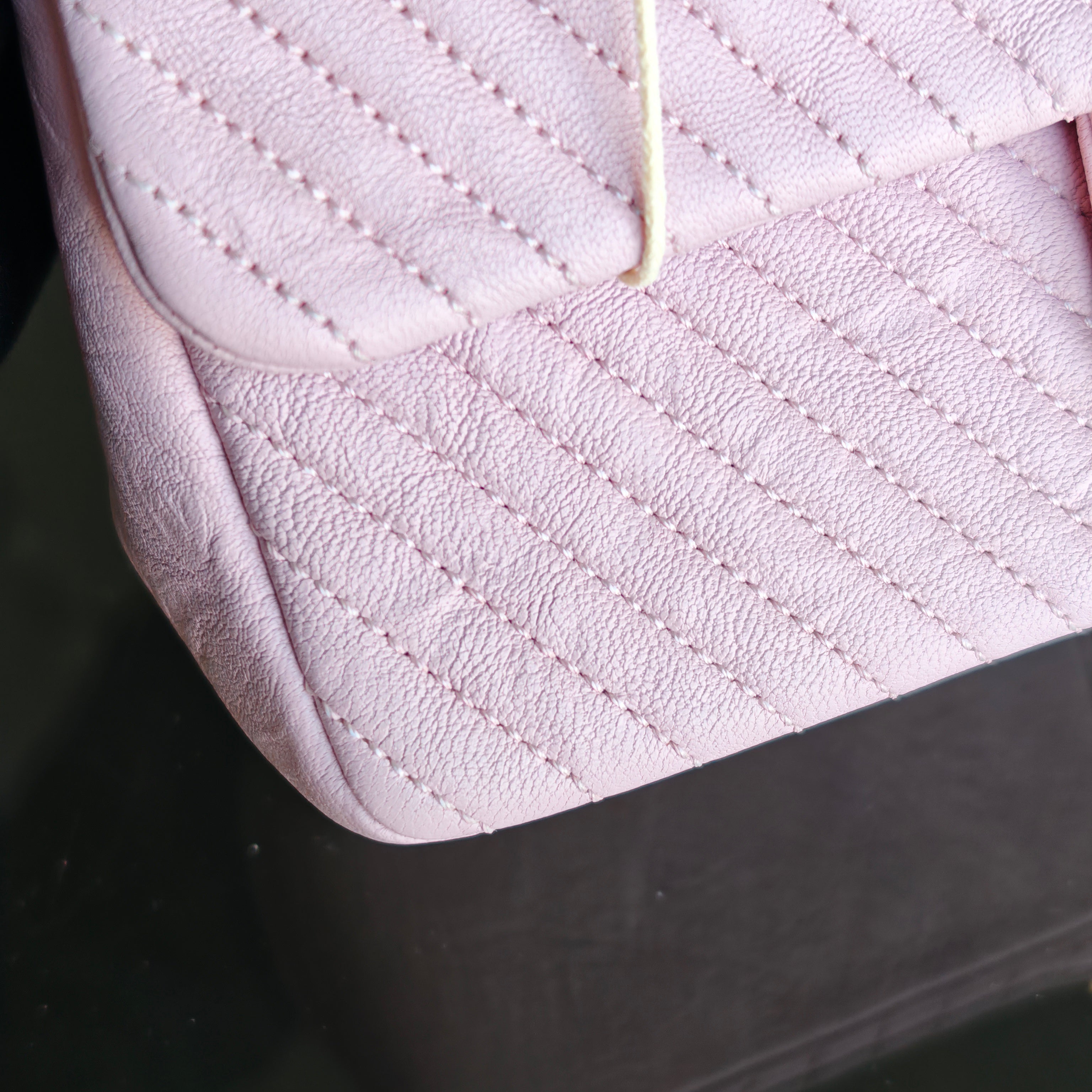 Chanel Seasonal Flap - Chevron Surpique CC Herringbone Medallion Flap Light pink Gold Hardware Series 22