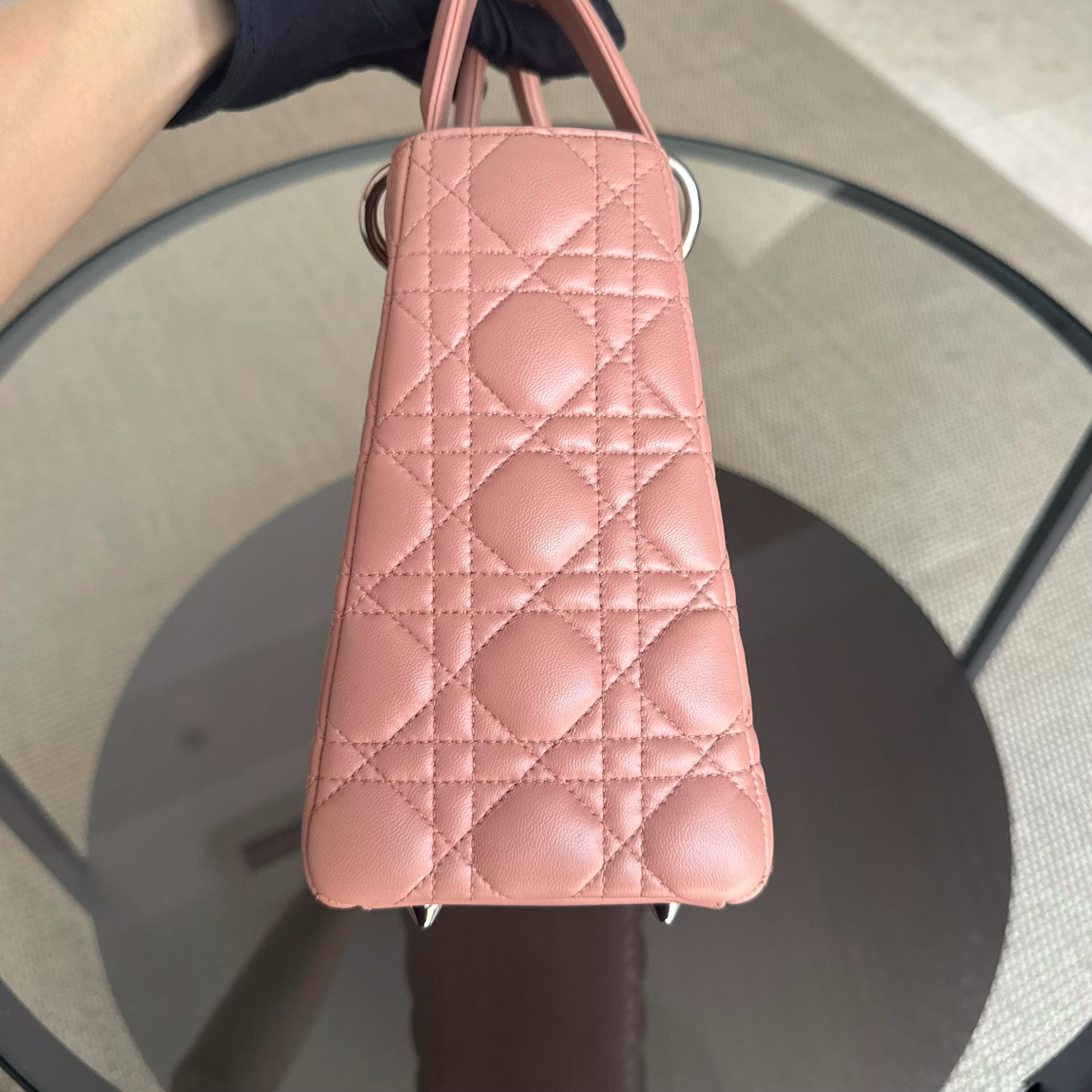 Dior Lady Medium - Cannage Lambskin Blush Gold Hardware Strap