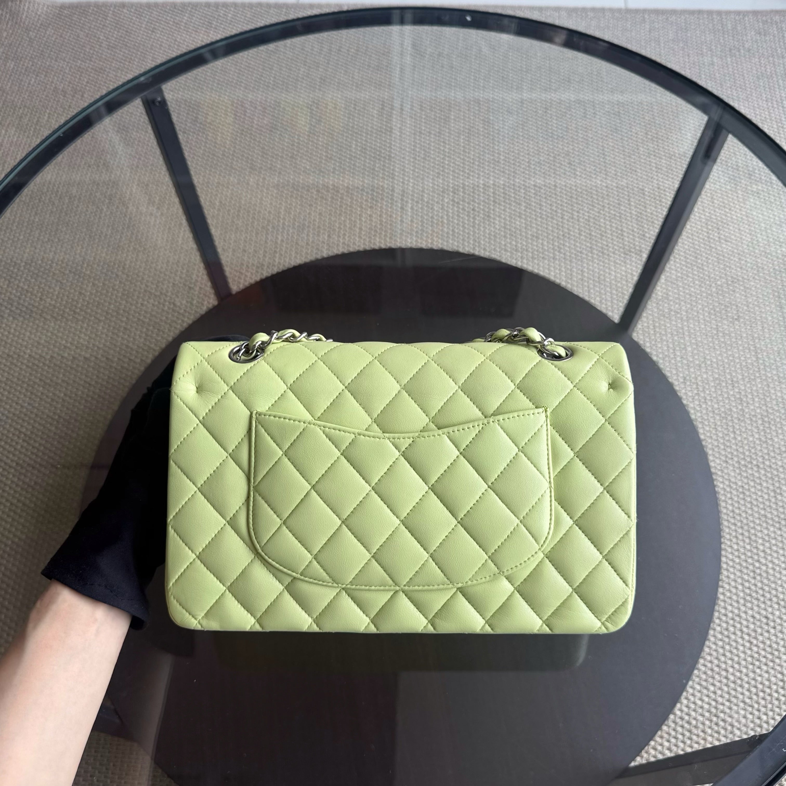 Chanel Classic Flap Medium - 25CM Quilted Lambskin Lime Silver Hardware Series 14