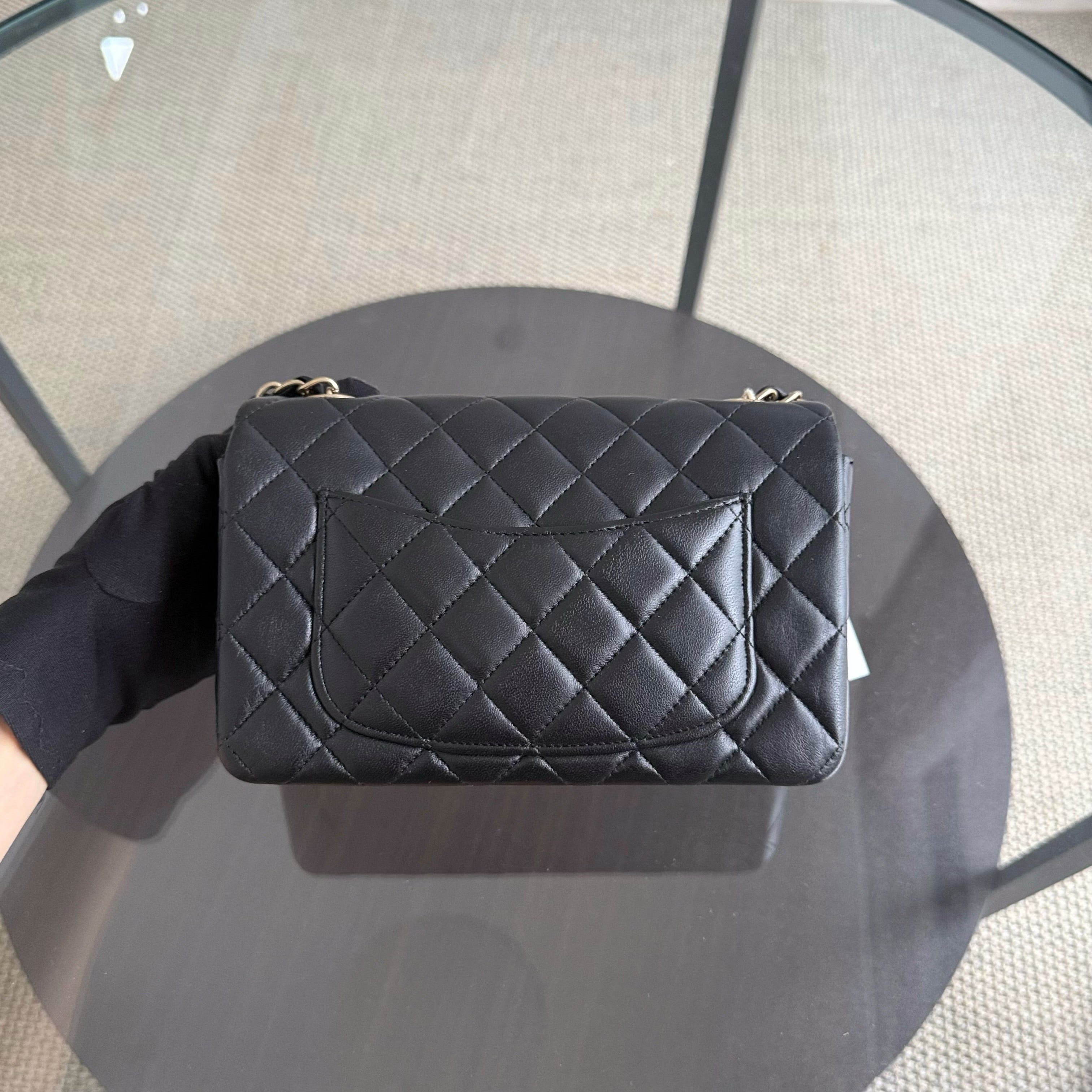 Chanel Mini Rectangle Classic Flap - 20CM Lamskin Quilted Black Gold Hardware Series 20