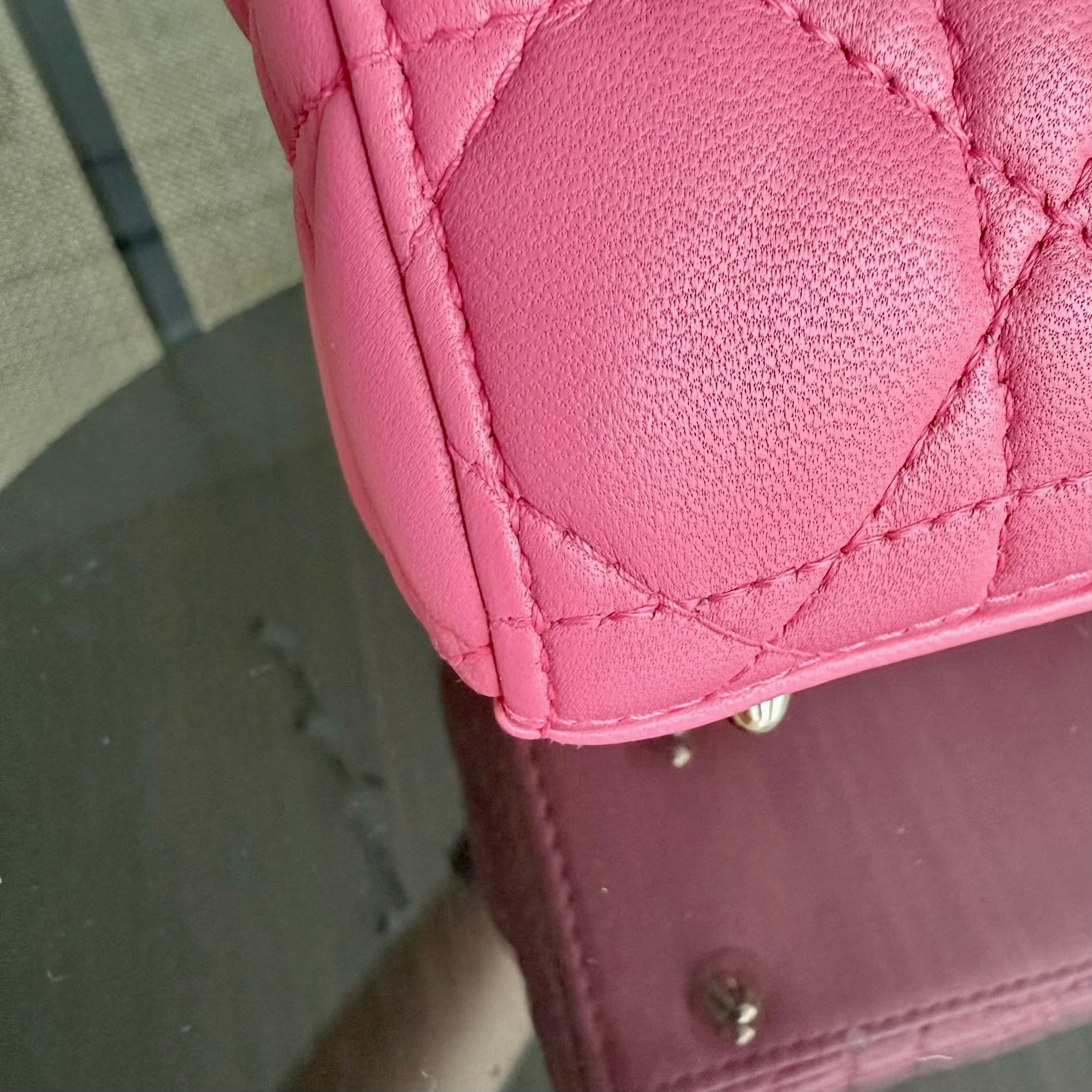 Dior Lady Small - Cannage Lambskin Barbie Pink Gold Hardware