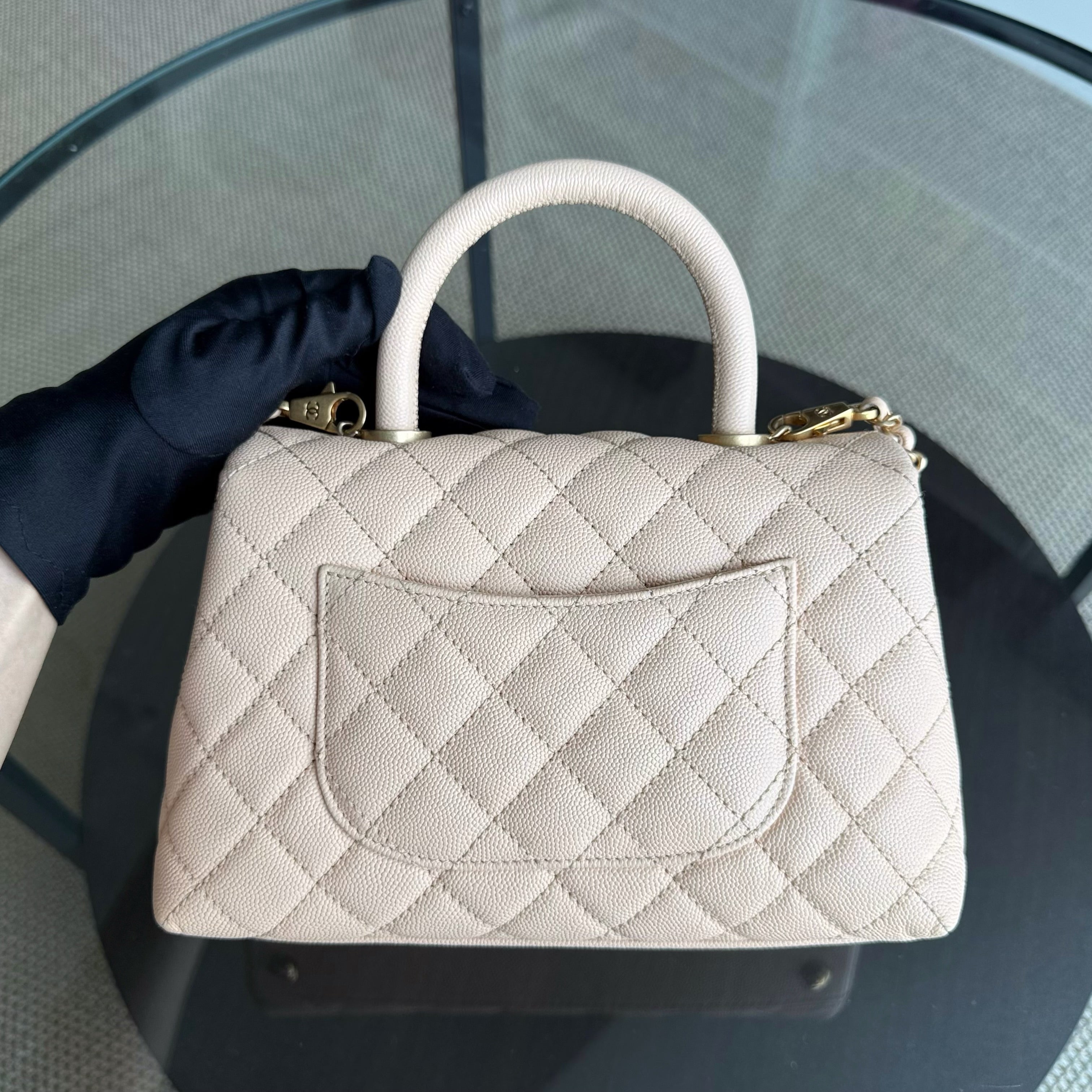Chanel Coco Handle Small - Caviar Quilted Beige Gold Hardware Series 24