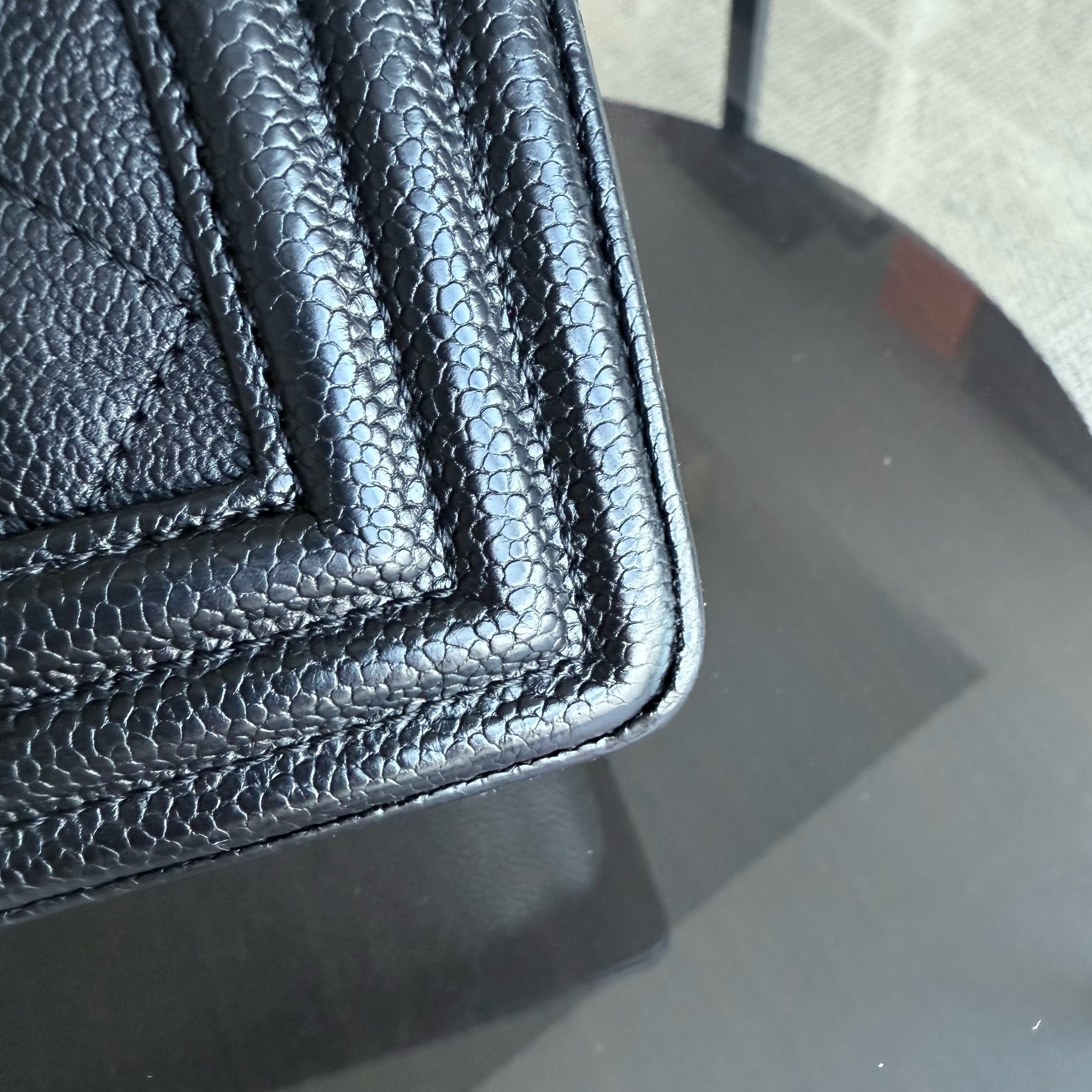 Chanel Boy Medium - Caviar Quilted Grained Calfskin Black Ruthenium Silver Hardware Series 23