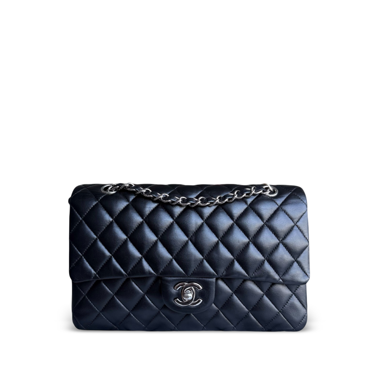 Chanel Classic Flap Medium - 25CM Quilted Lambskin Black Silver Hardware Series 15