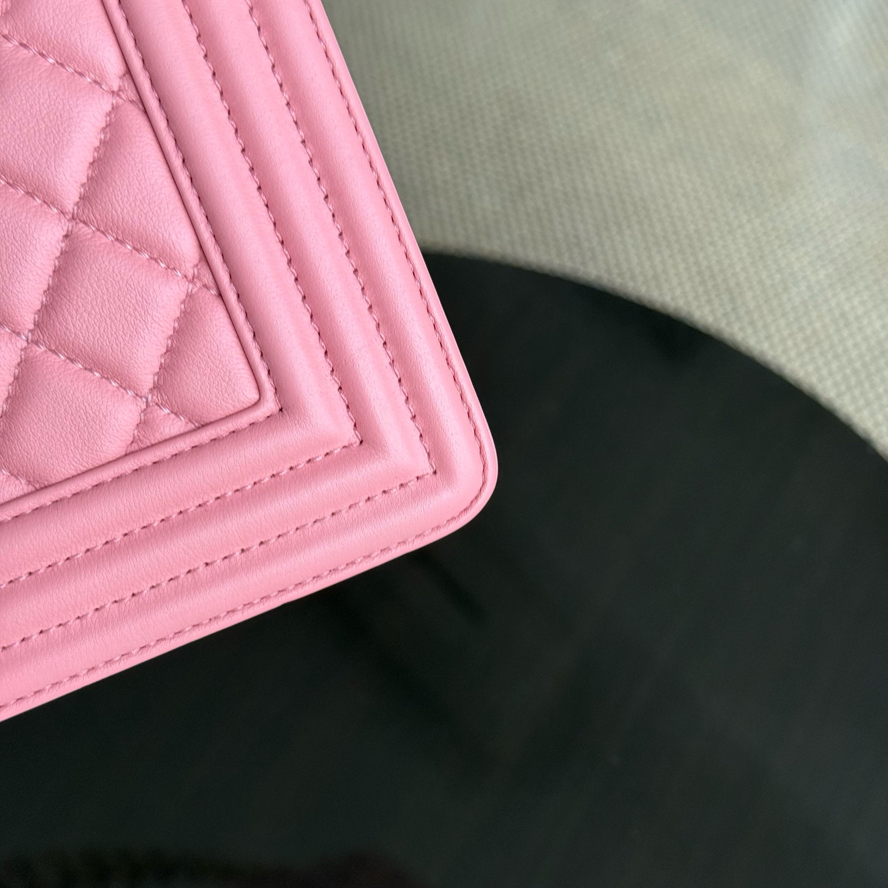 Chanel Boy Medium - 25CM Quilted Calfskin Pink Gold Hardware Series 27