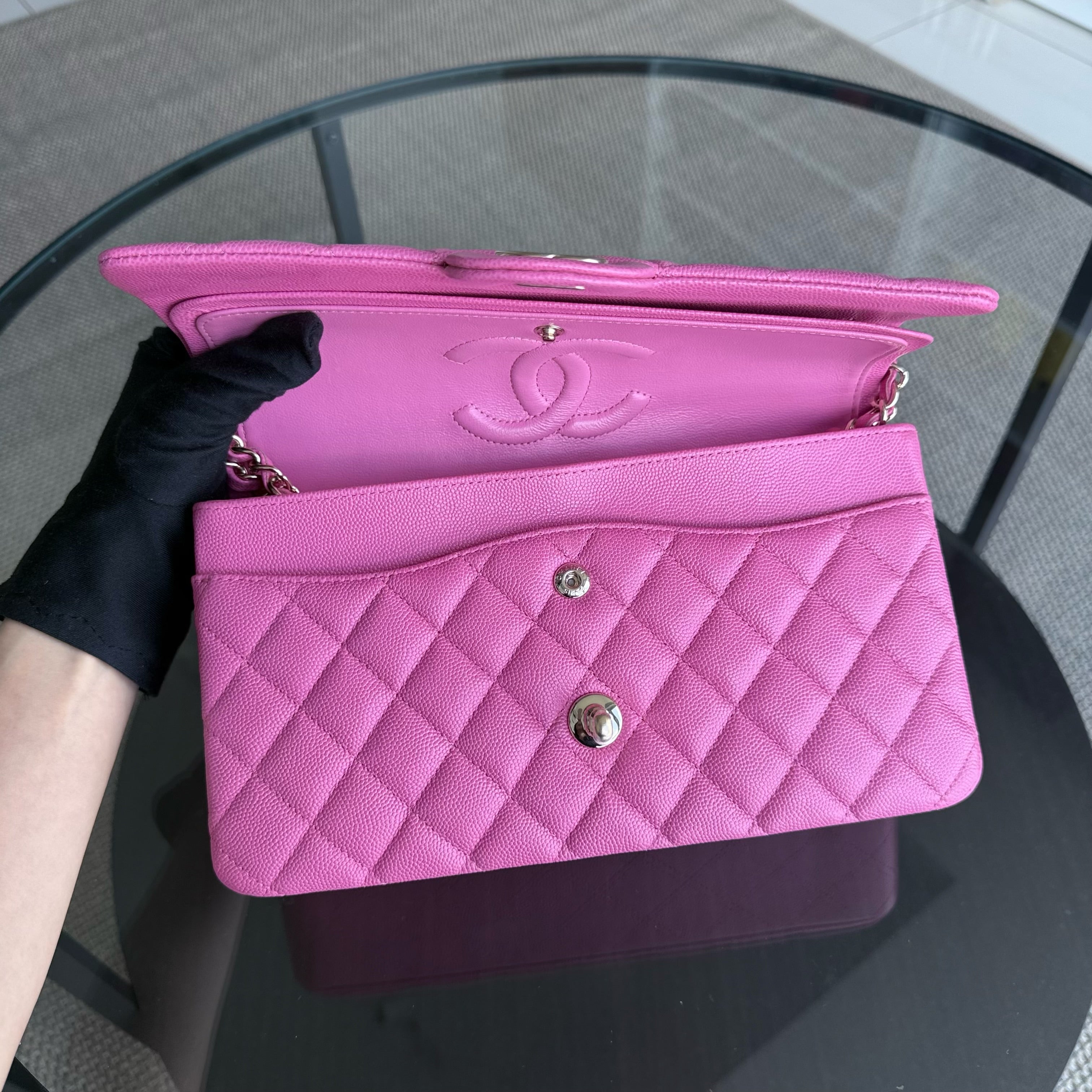 Chanel Classic Flap Medium - Caviar 25CM Quilted Grained Calfskin Barbie Pink Gold Hardware Series 27