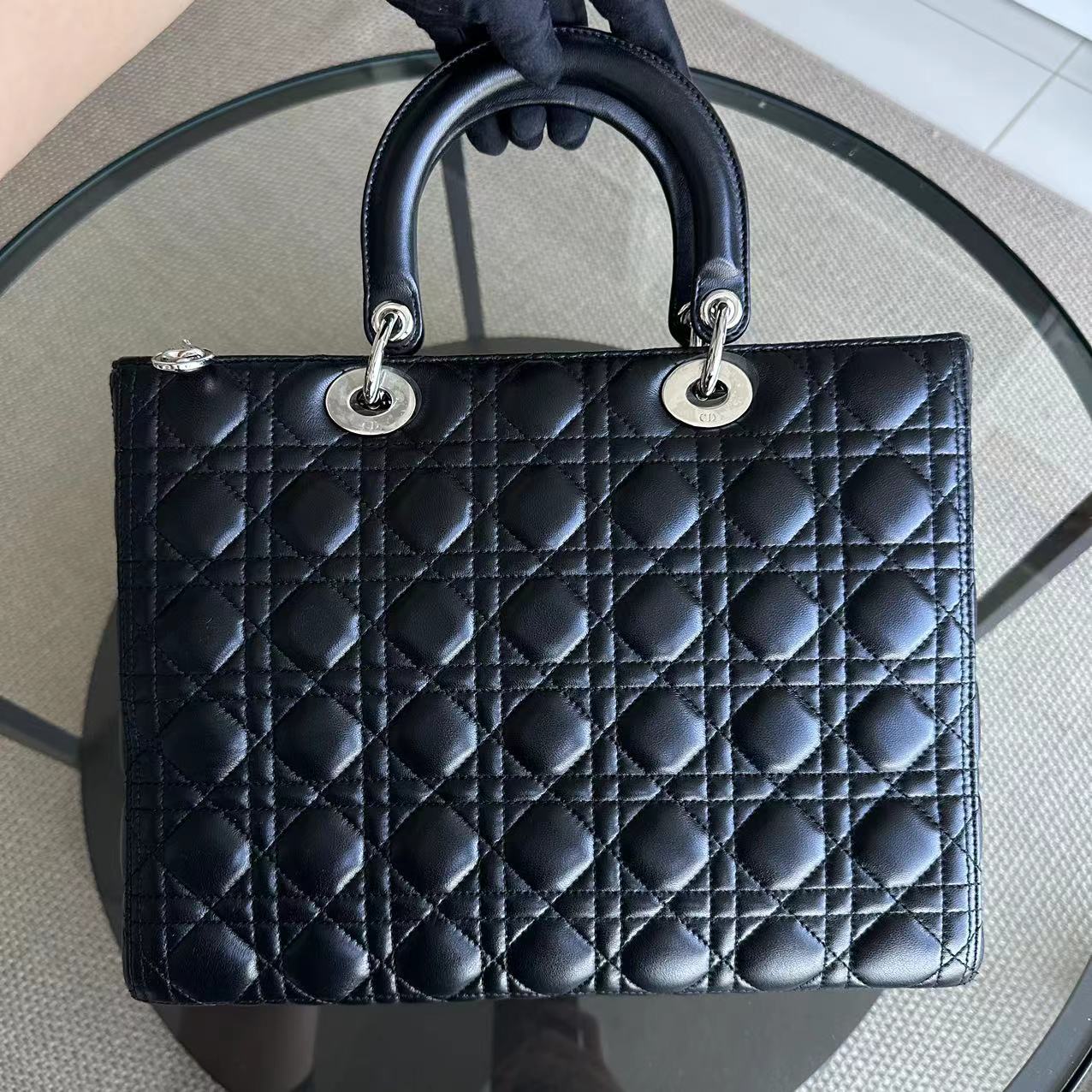 Dior Lady Large Cannage Lambskin Tote Black SHW