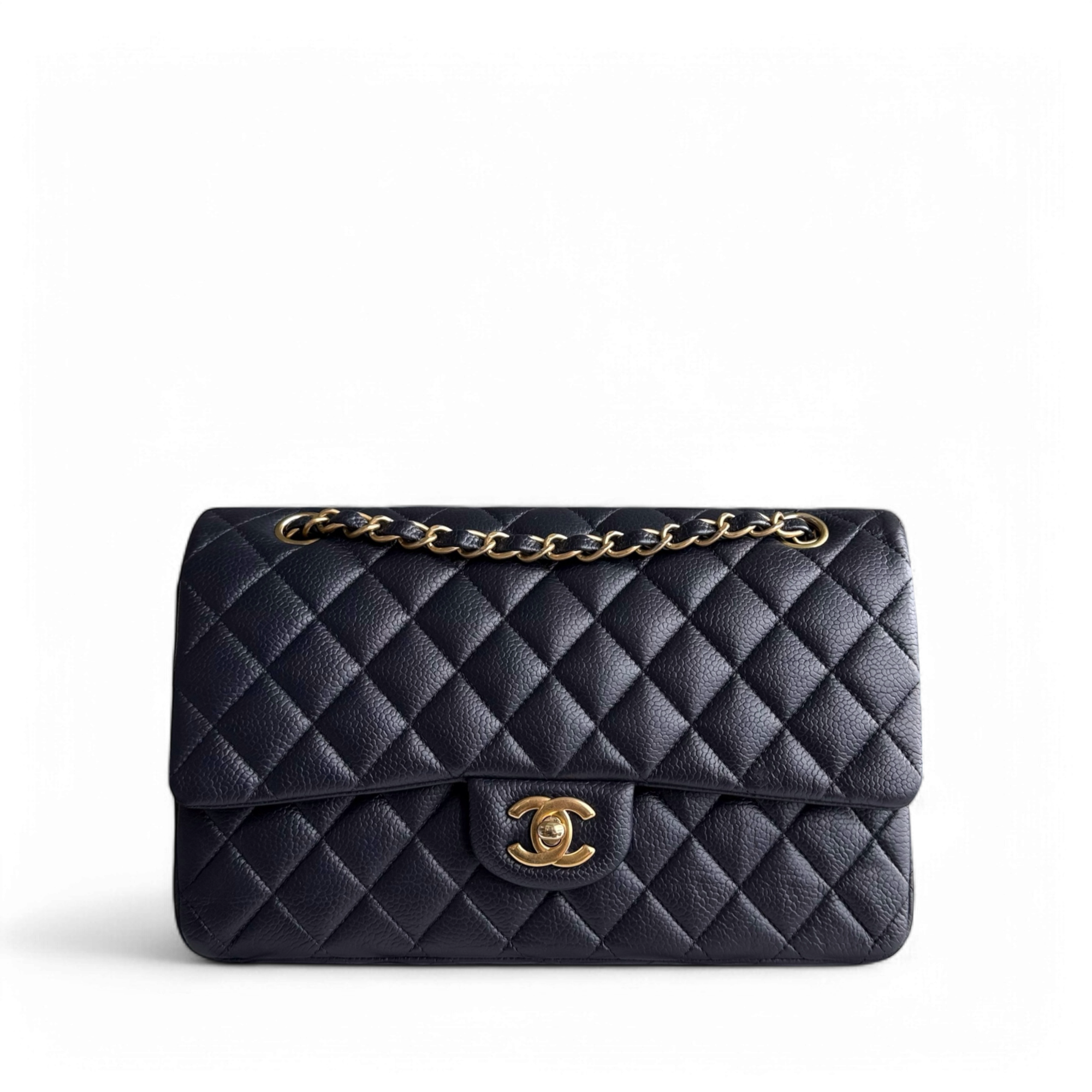 Chanel Classic Flap Medium - Caviar 25CM Quilted Dark Navy Blue Gold Hardware Series 21