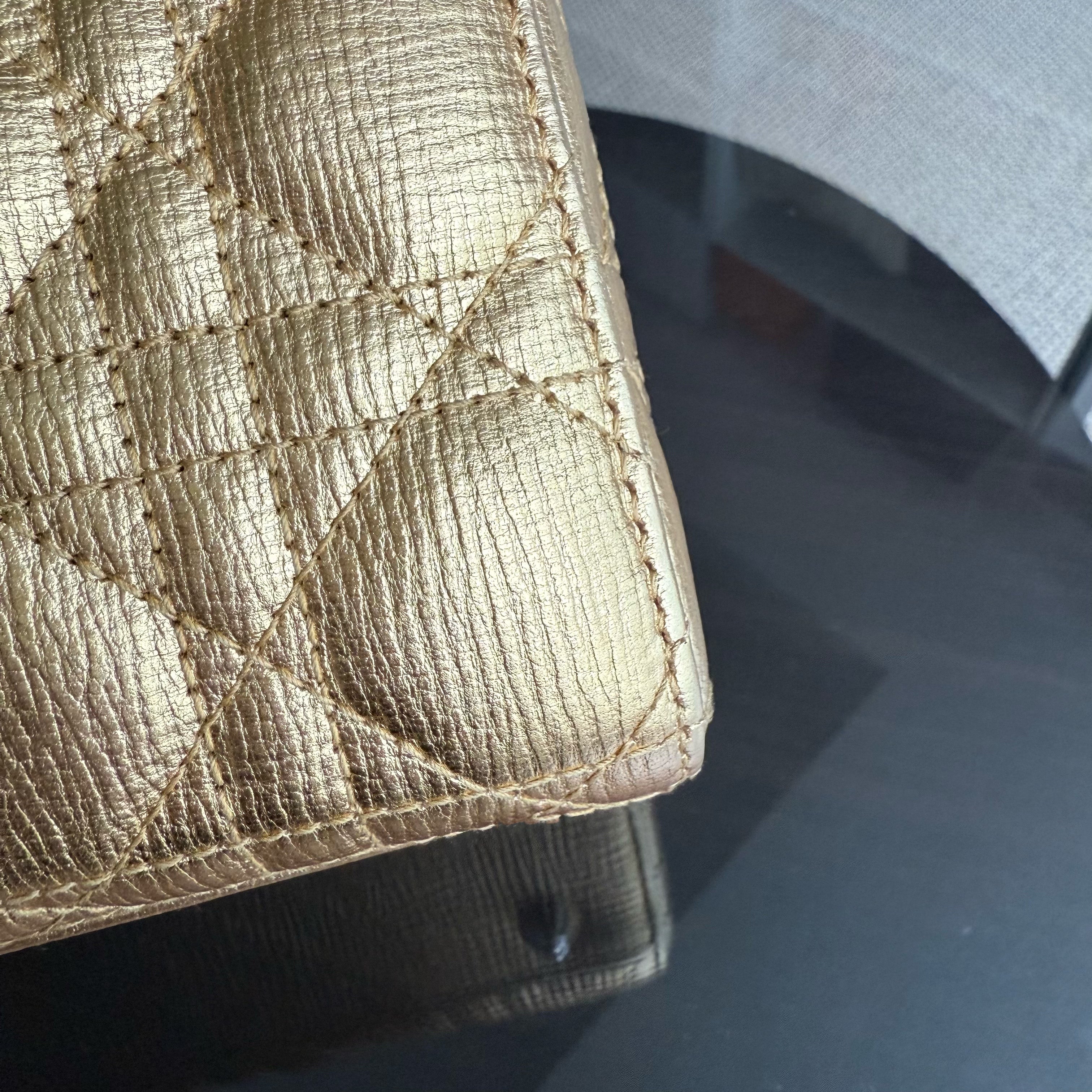Dior Lady Small - Cannage Metallic Calfskin Gold Silver Hardware