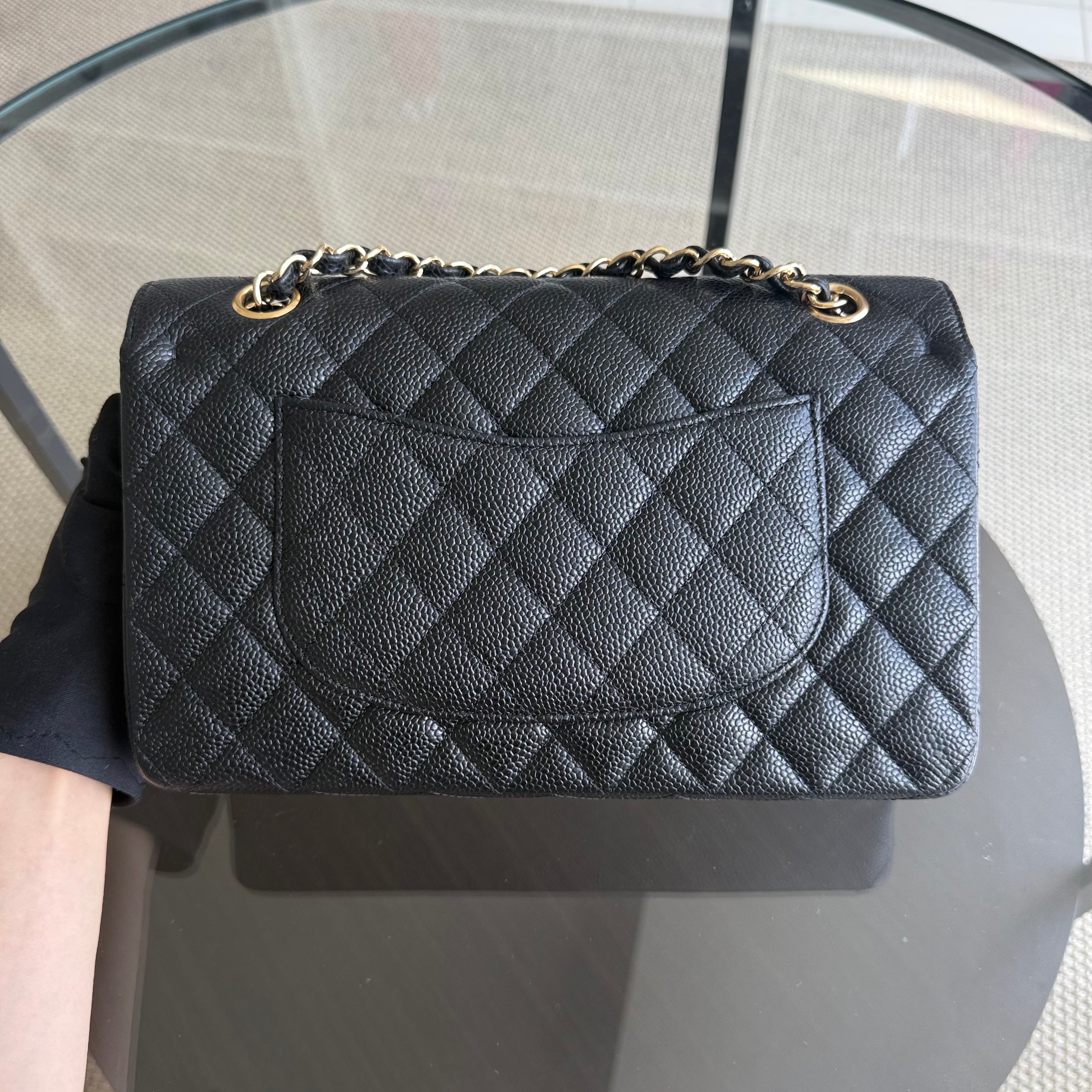 Chanel Classic Flap Medium - Caviar 25CM Quilted Black Gold Hardware Series 13