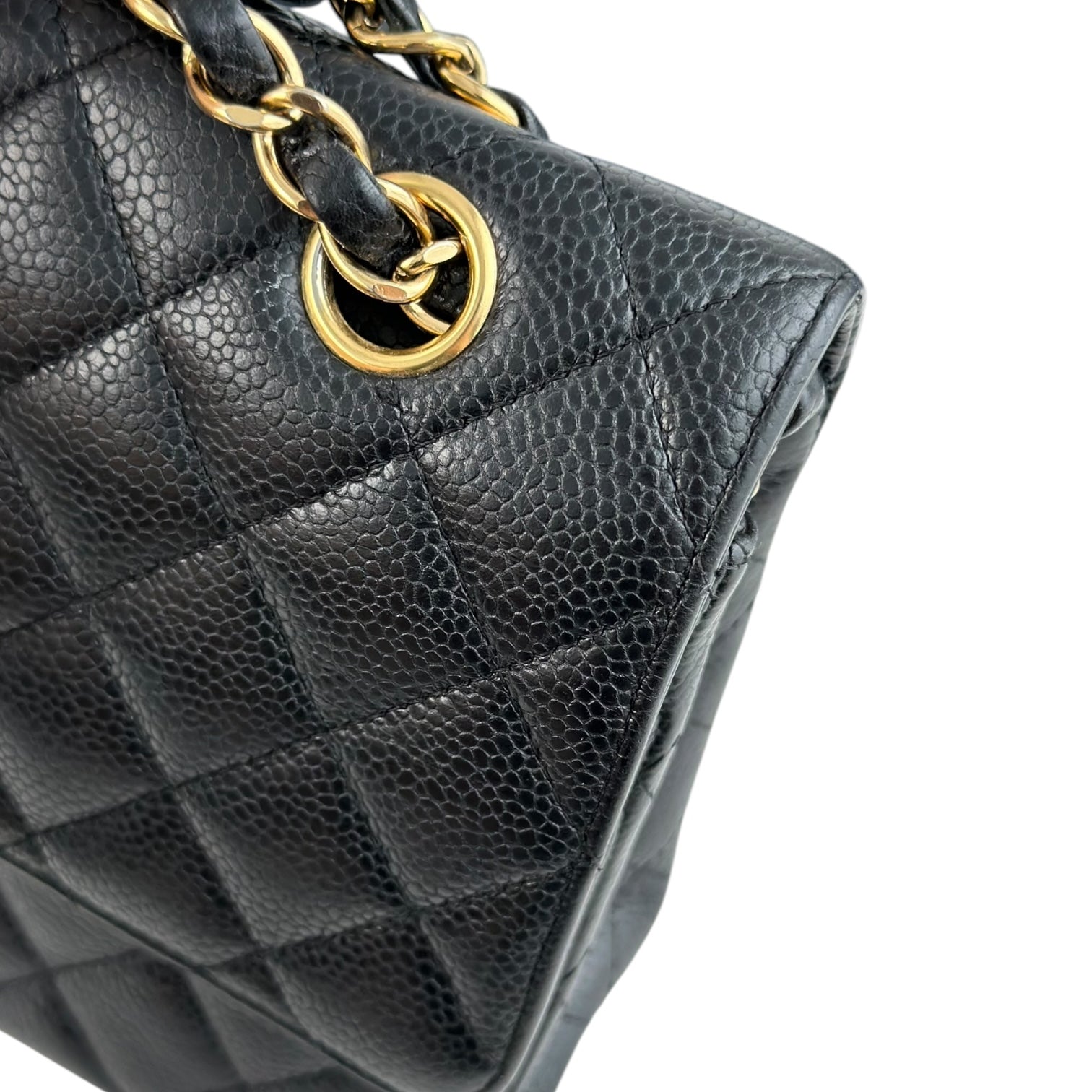 Chanel Classic Flap Medium - Caviar 25CM Quilted Double Flap Black Gold Hardware Series 12