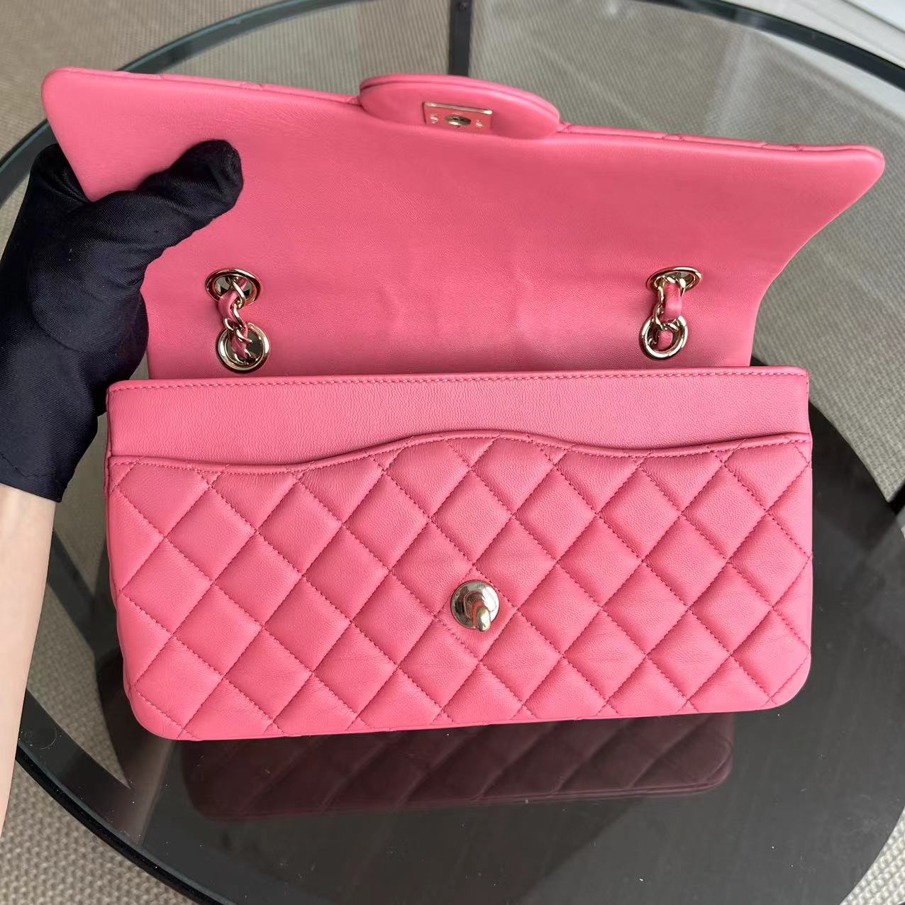 Chanel Classic Flap Medium - Vanitine Single Flap Quilted Lambskin Sakura Pink Golden Hardware Seires 19