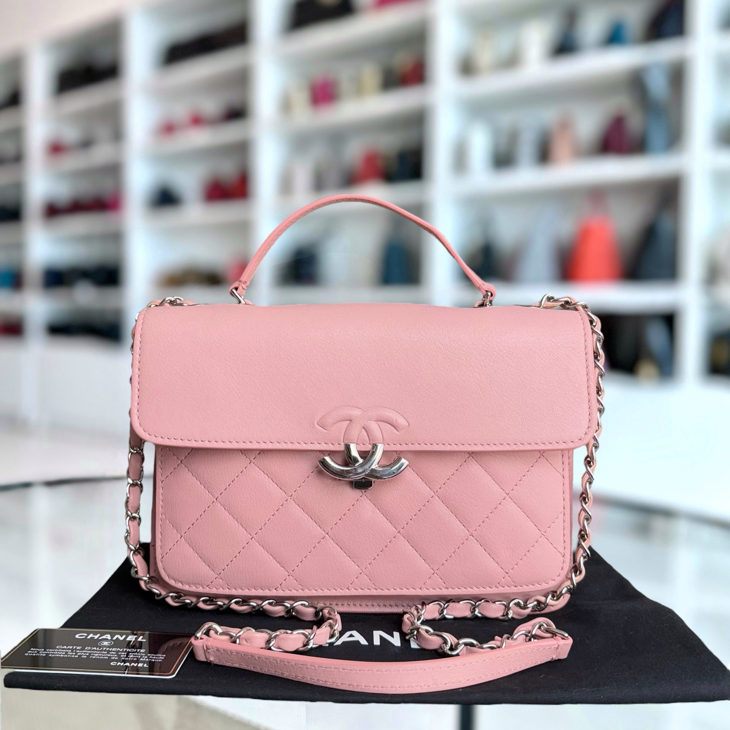 Chanel CC Box Flap - Calfskin Quilted Pink Silver Hardware Series 24