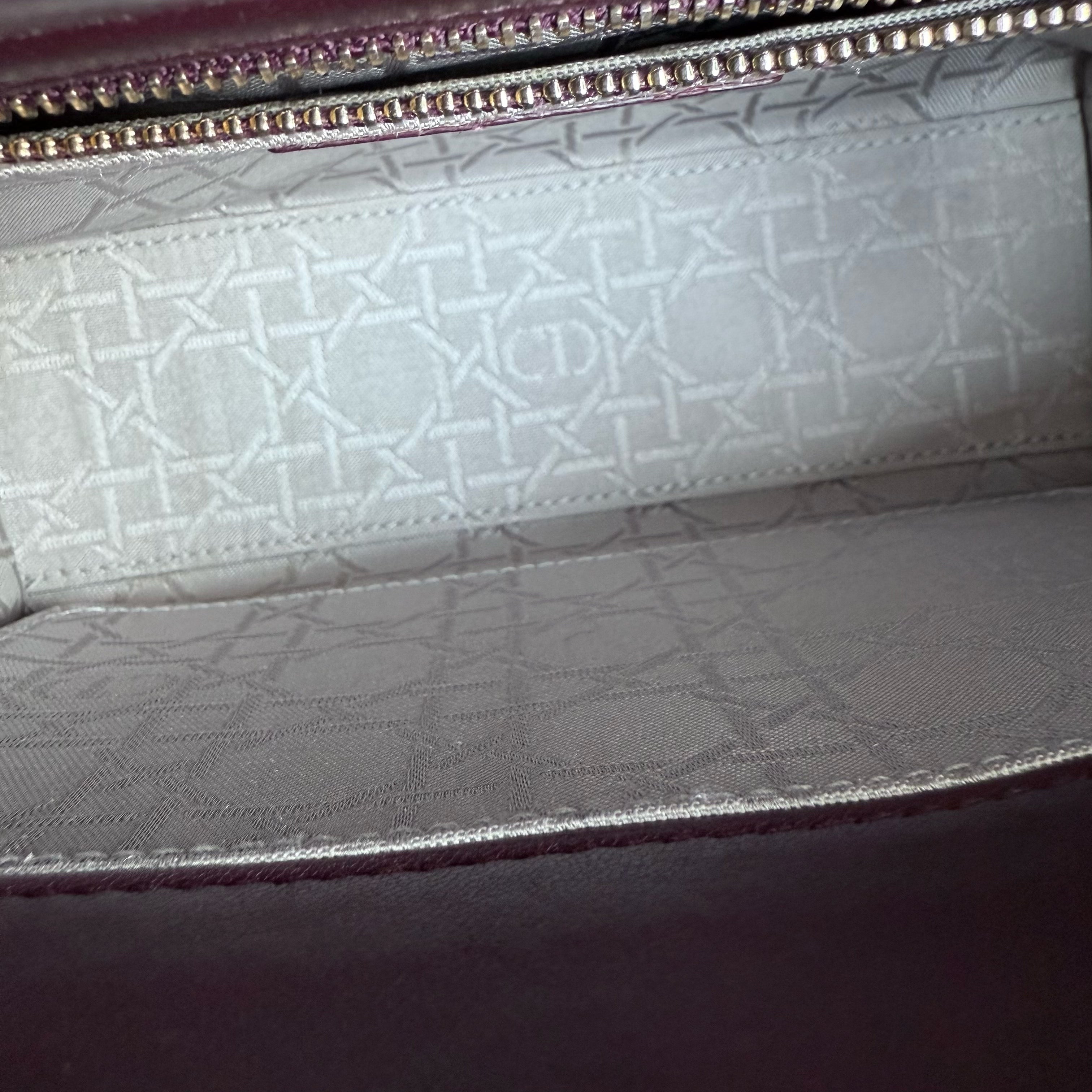 Dior Lady Small Flap - Cannage Lambskin Burgundy Red Gold Hardware
