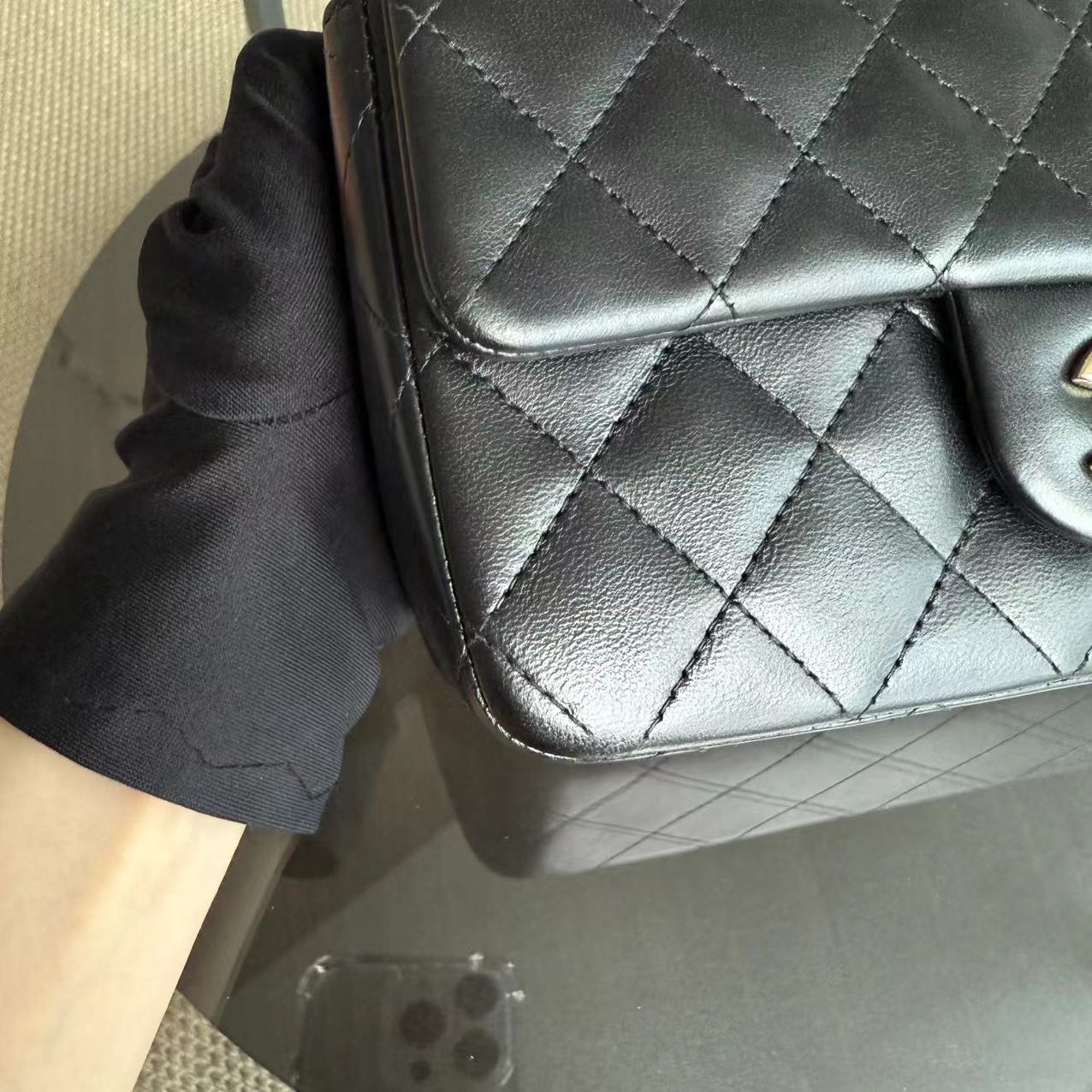 Chanel Classic Flap Mini - 20CM Rectangle Classic Flap Valentine Quilted Lambskin Black Golden Hardware Series 19