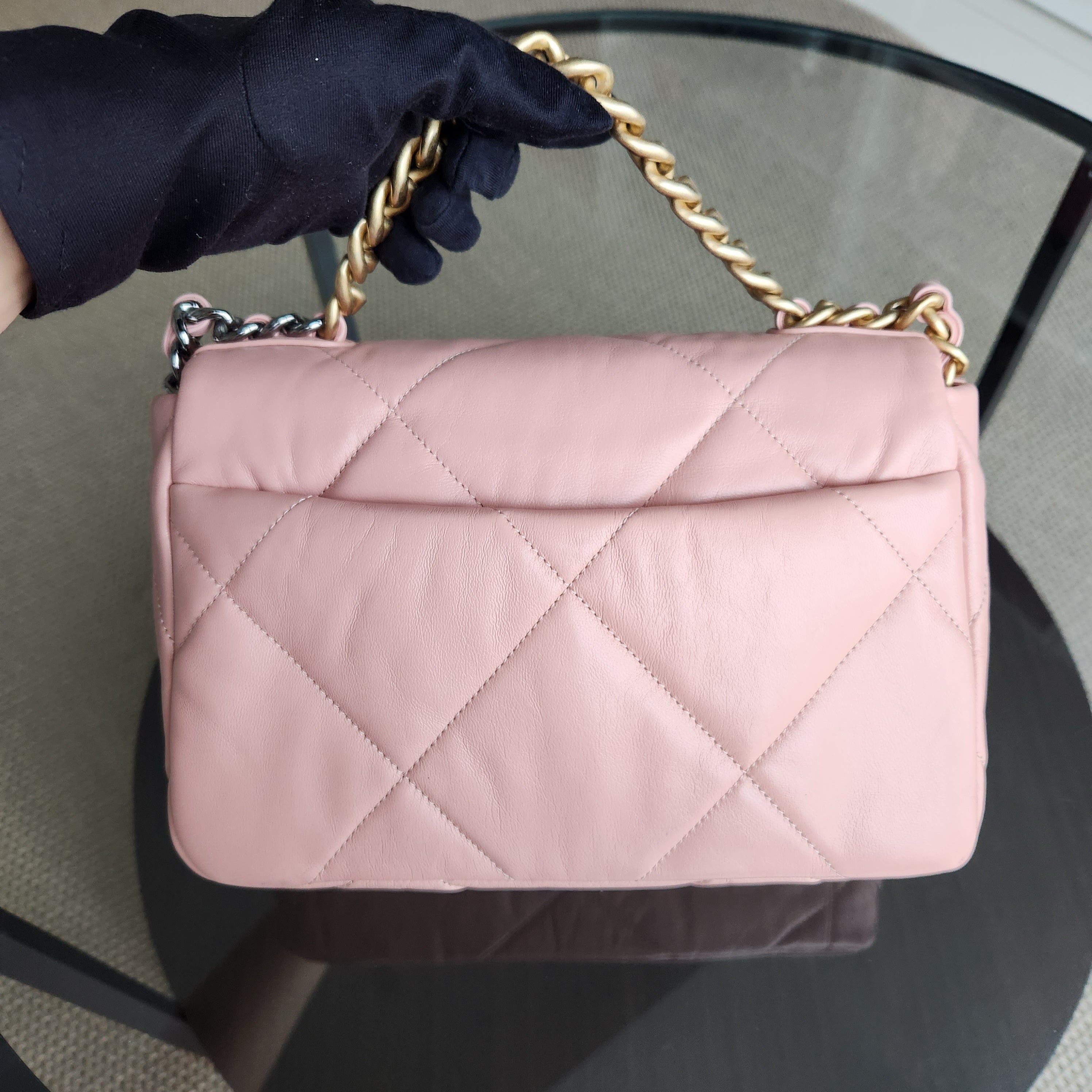 Chanel 19 Bag Small - C19 Sakura Pink Quilted Goatskin Two-tone Hardware Series 29