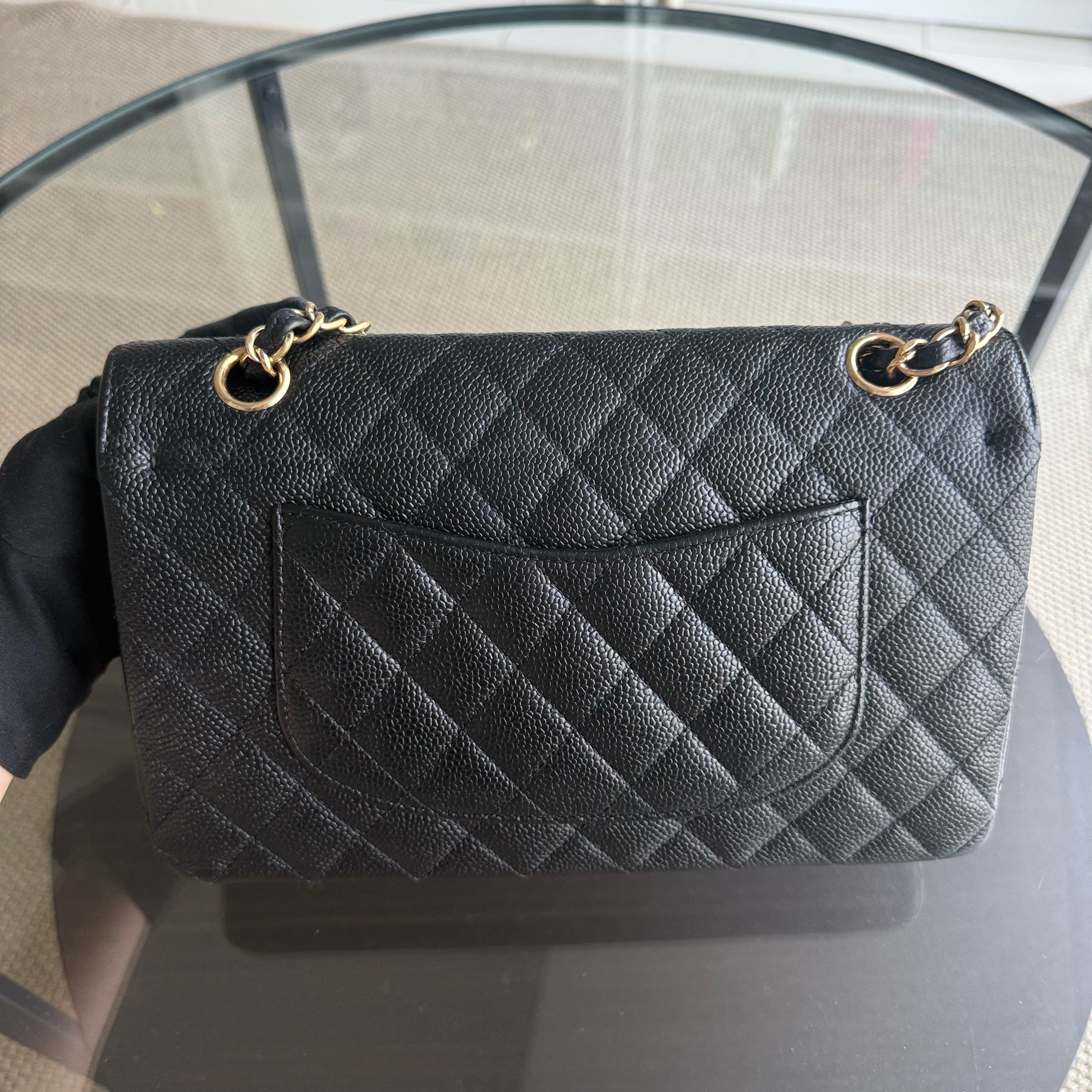 Chanel Classic Flap Medium - Caviar 25CM Quilted Black Gold Hardware Series 13