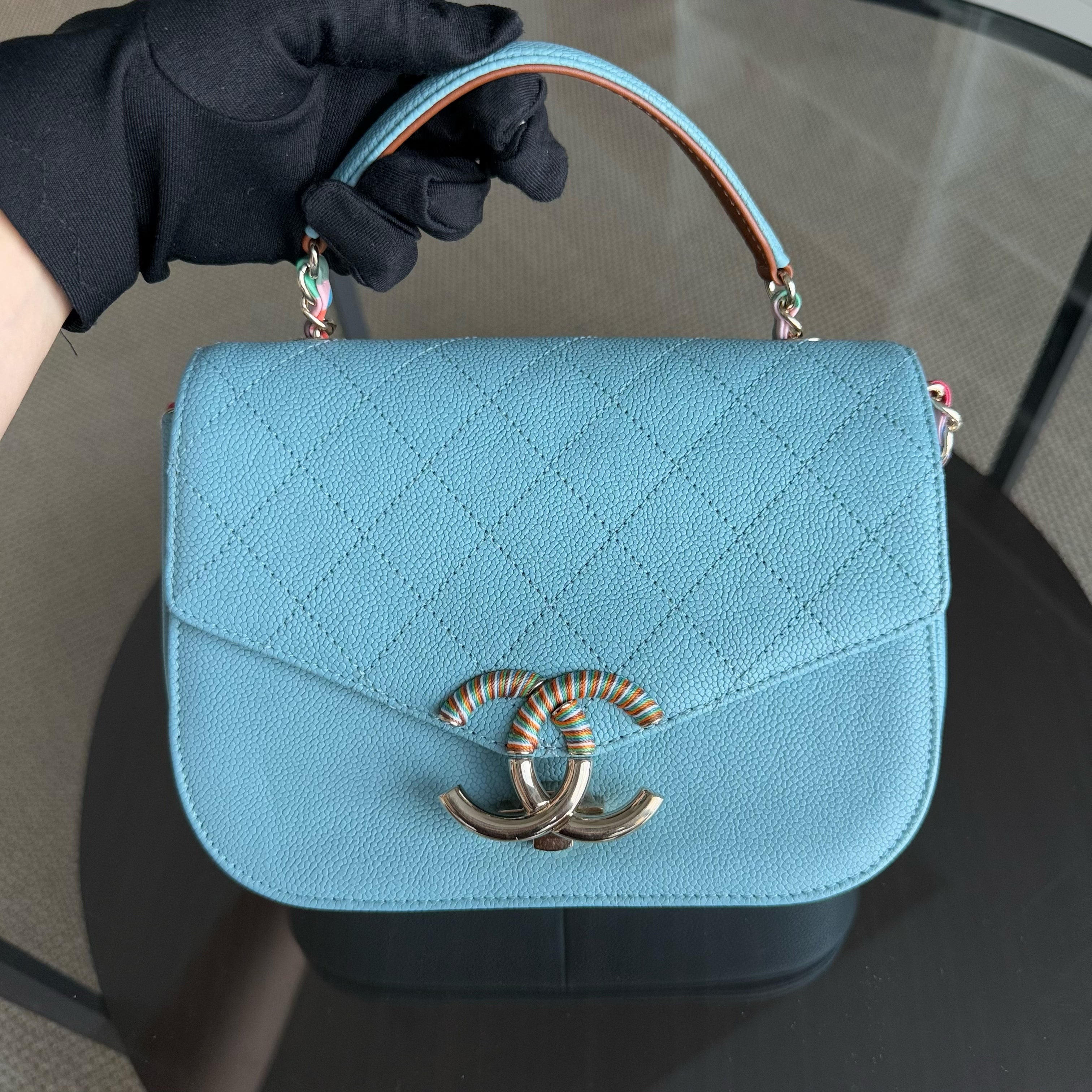 Chanel Coco Curve Cuba - Caviar Medium Light Blue Quilted Shoulder Bag