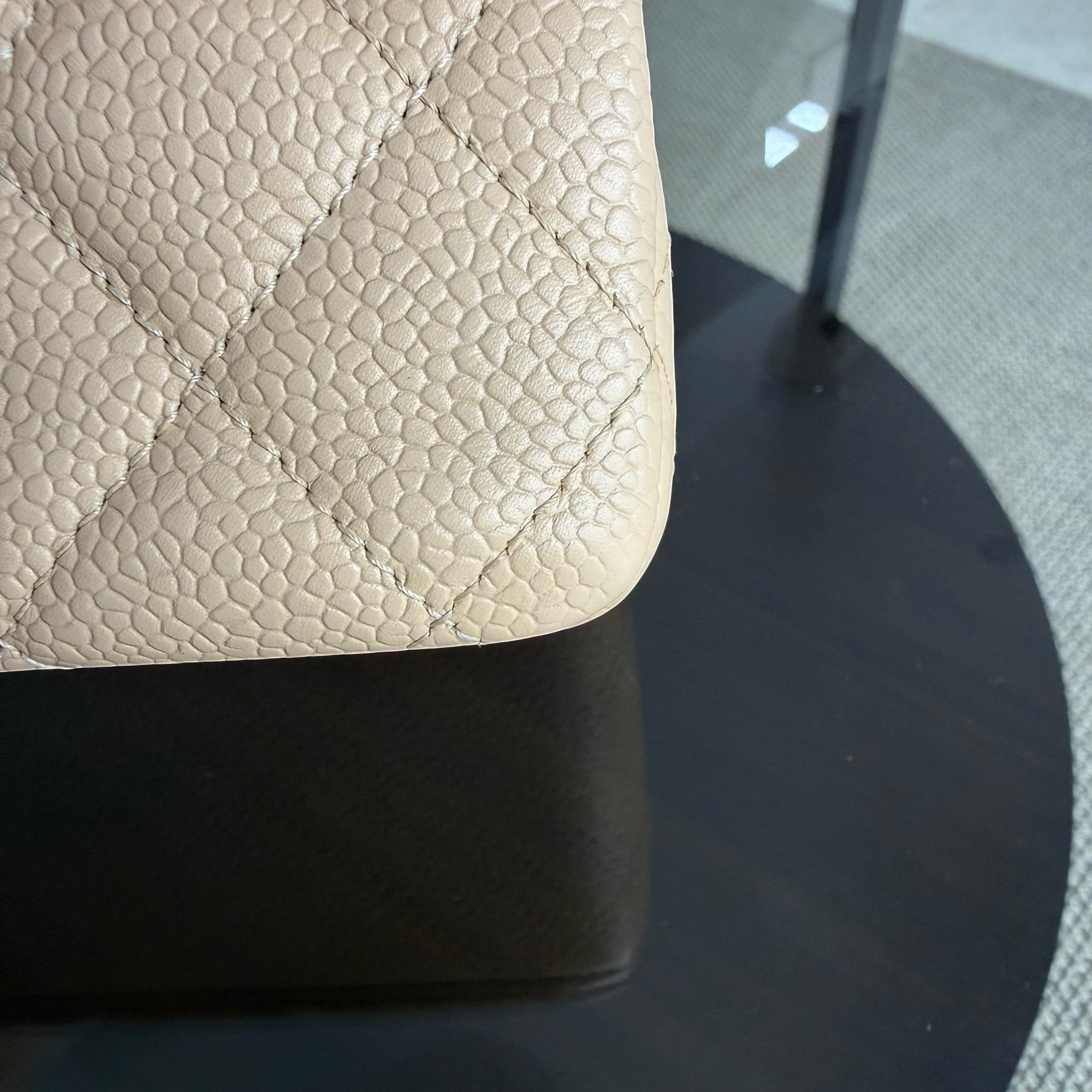 Chanel Classic Flap Medium - Caviar 25CM Quilted Beige Gold Hardware Series 14