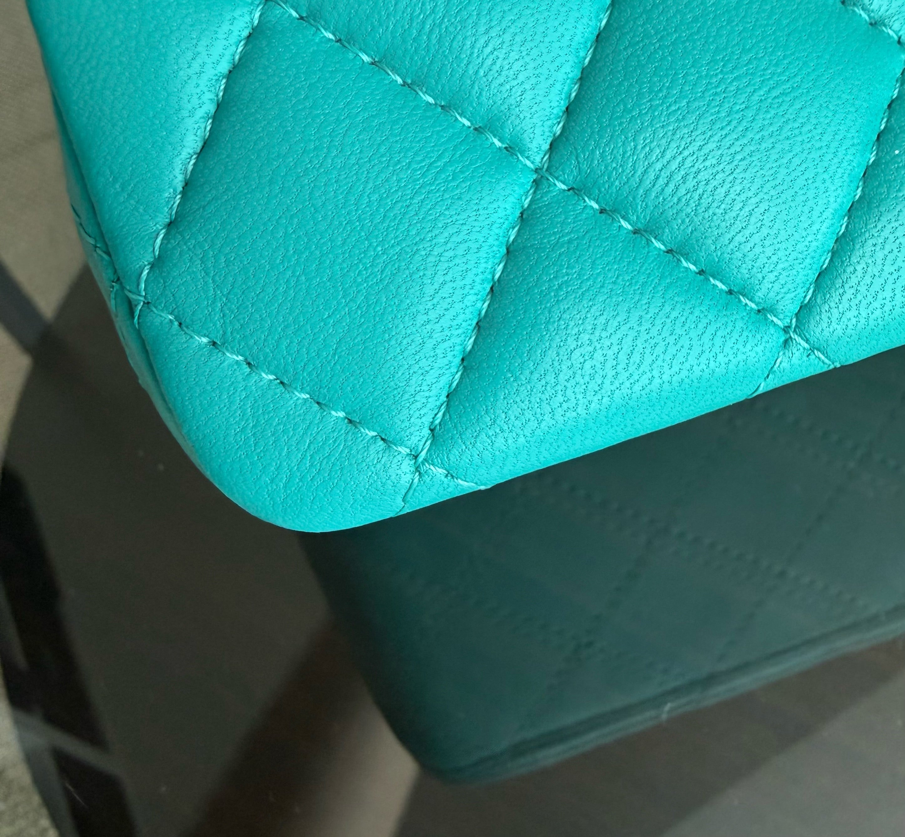 Chanel Classic Flap Medium - 25CM Quilted Lambskin Cyan Gold Hardware Series 23